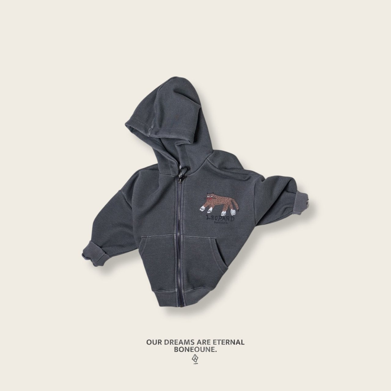 [BONEOUNE] Bone Pigment Hood Zip-Up_2colors