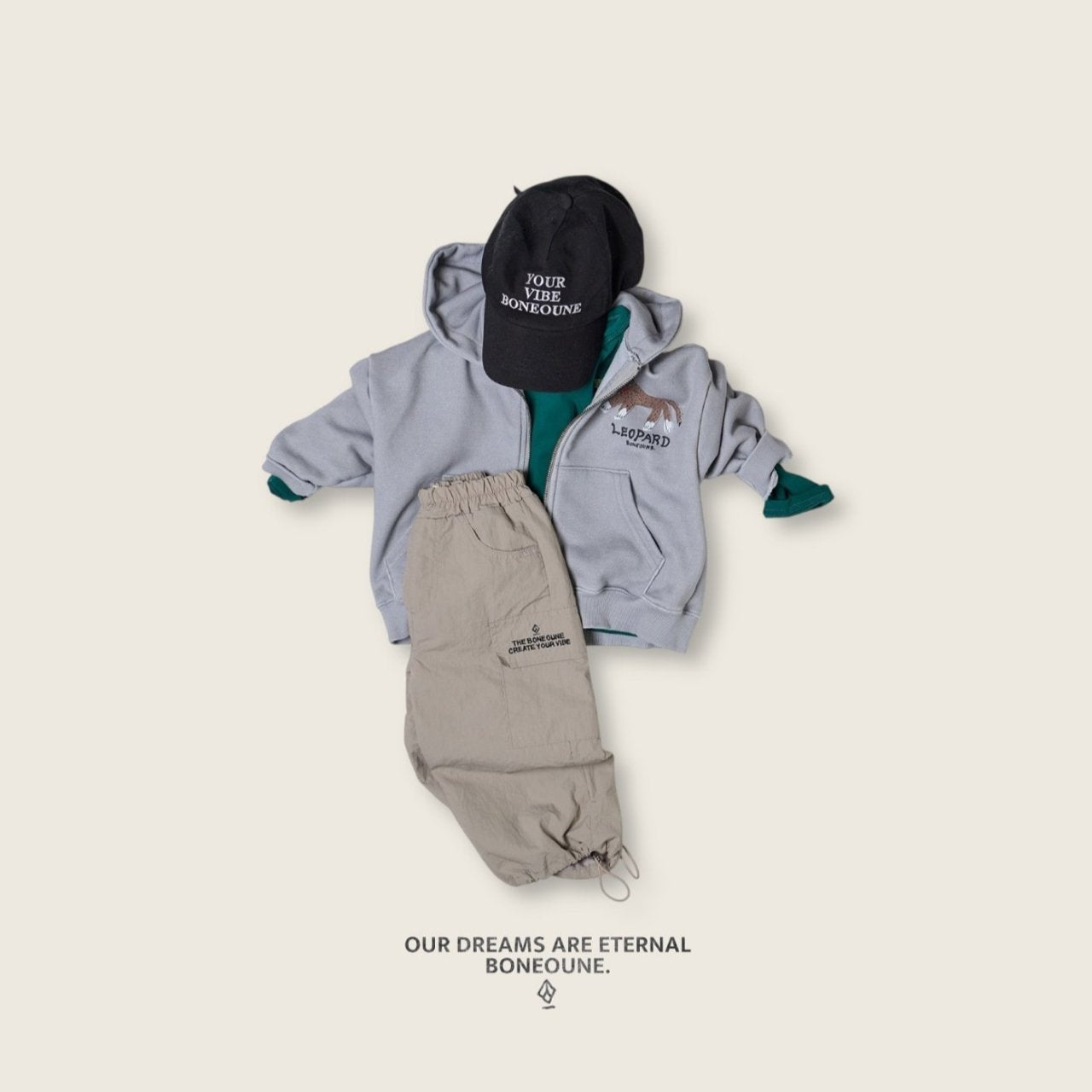[BONEOUNE] Bone Pigment Hood Zip-Up_2colors