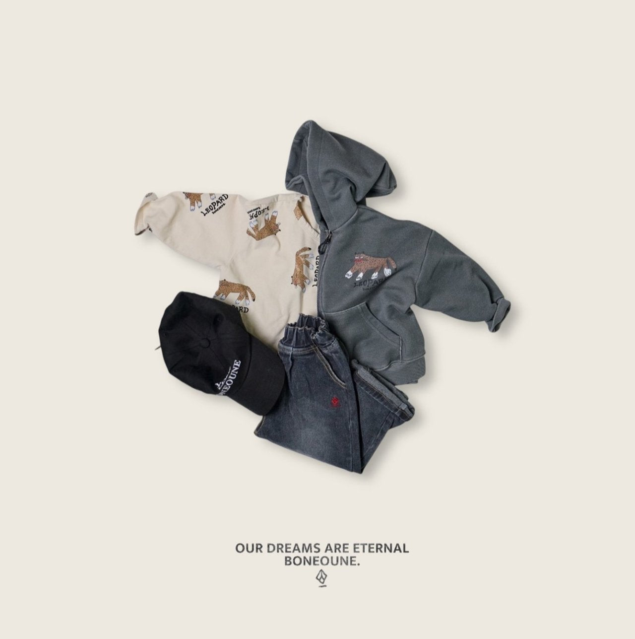 [BONEOUNE] Bone Pigment Hood Zip-Up_2colors
