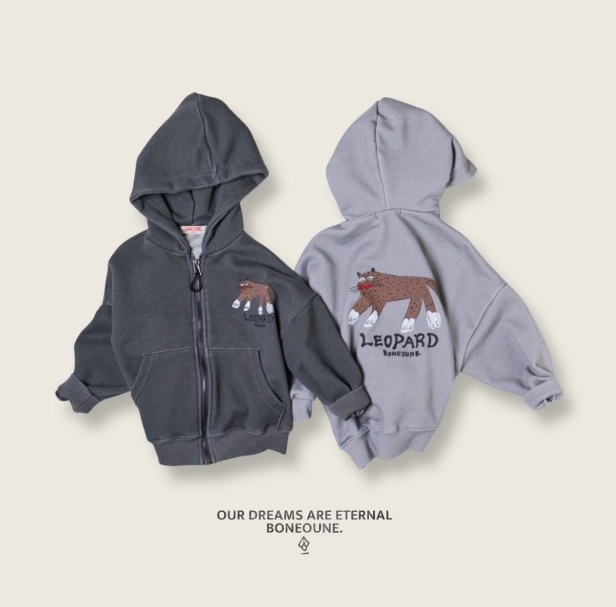 [BONEOUNE] Bone Pigment Hood Zip-Up_2colors