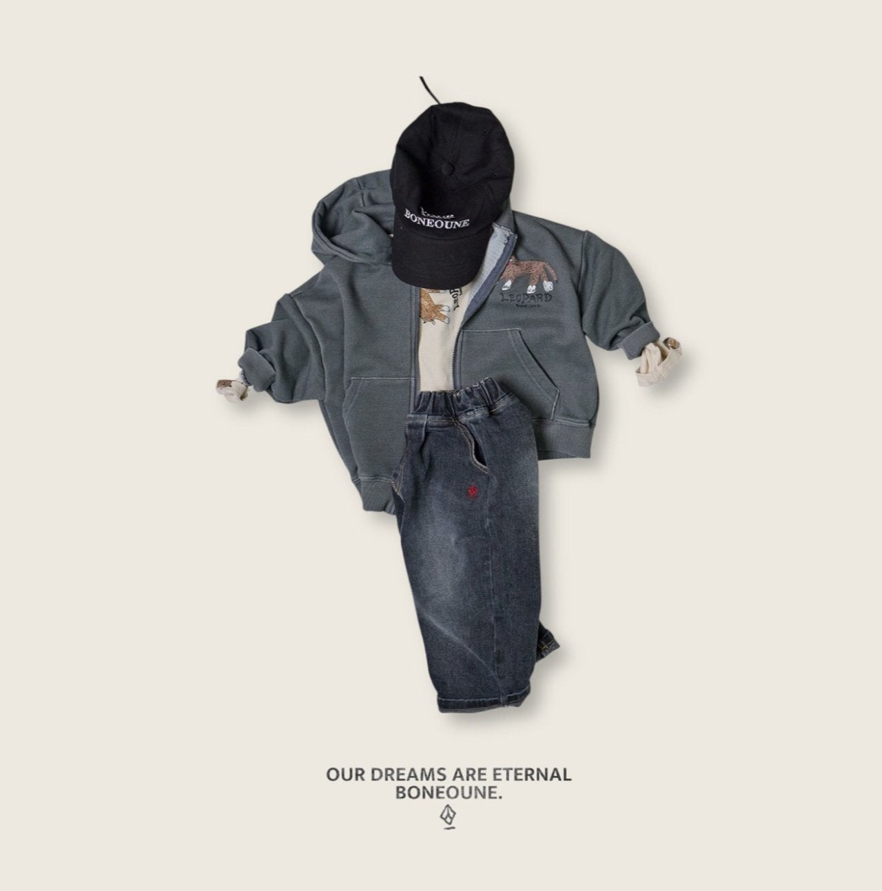 [BONEOUNE] Bone Pigment Hood Zip-Up_2colors