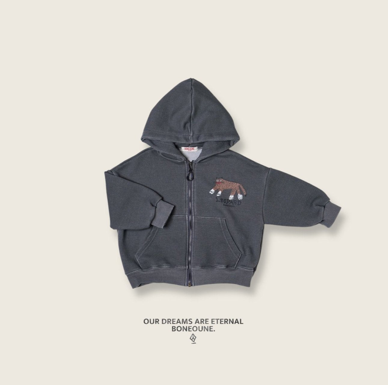 [BONEOUNE] Bone Pigment Hood Zip-Up_2colors