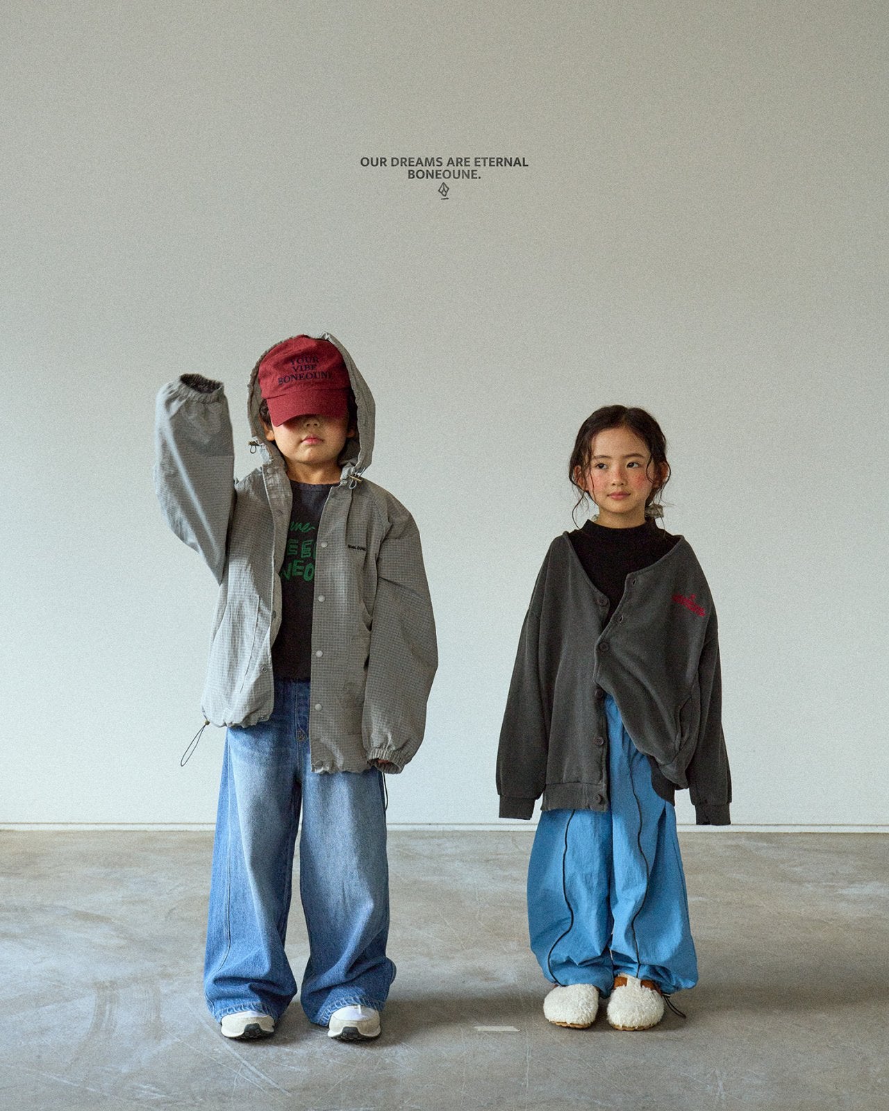 [BONEOUNE] Ribbed Hooded Windbreaker_3colors