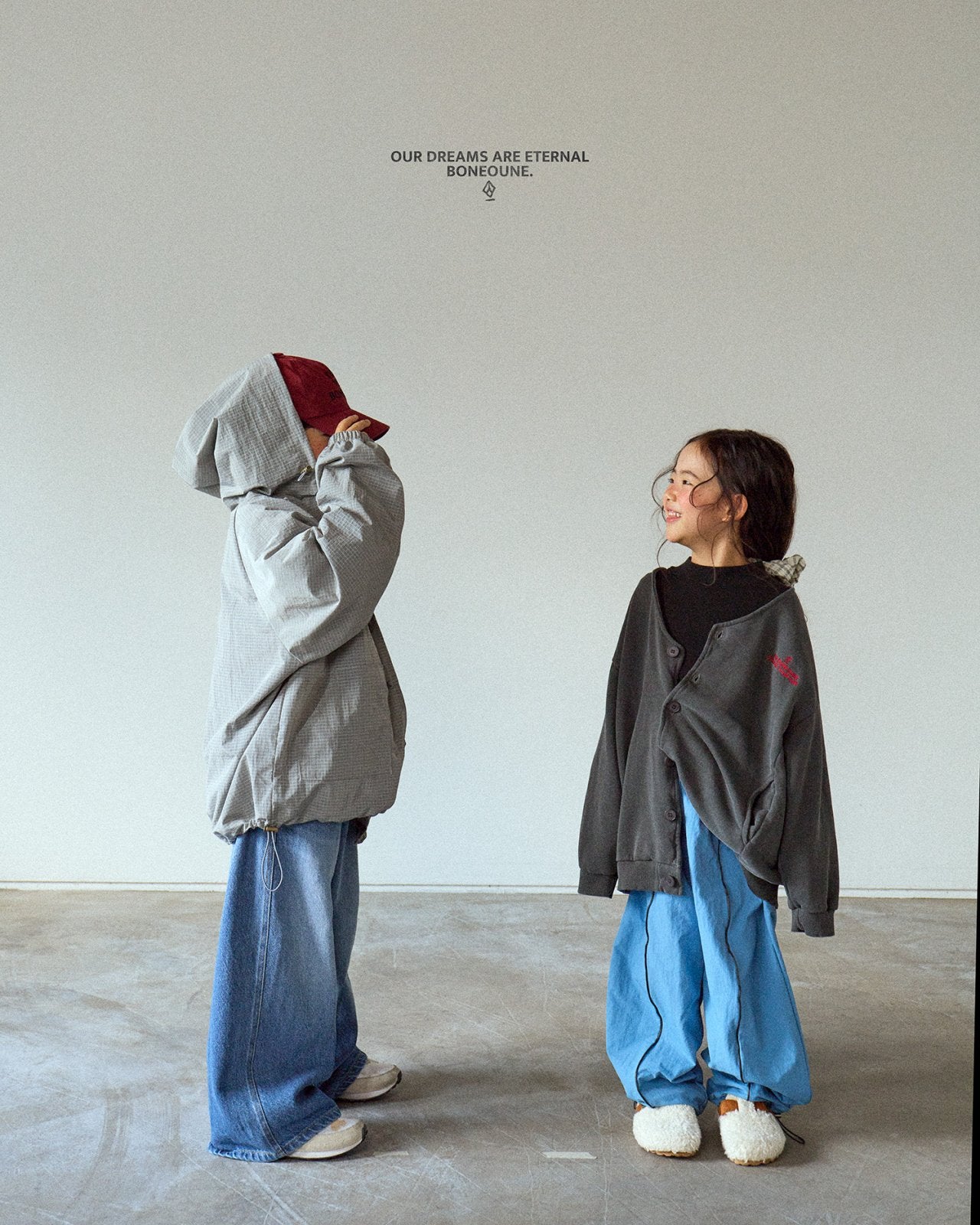 [BONEOUNE] Ribbed Hooded Windbreaker_3colors