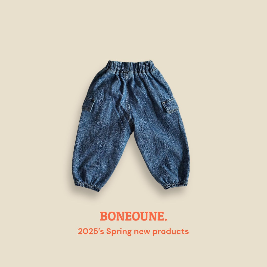 [BONEOUNE] Soft Denim Cargo Pants