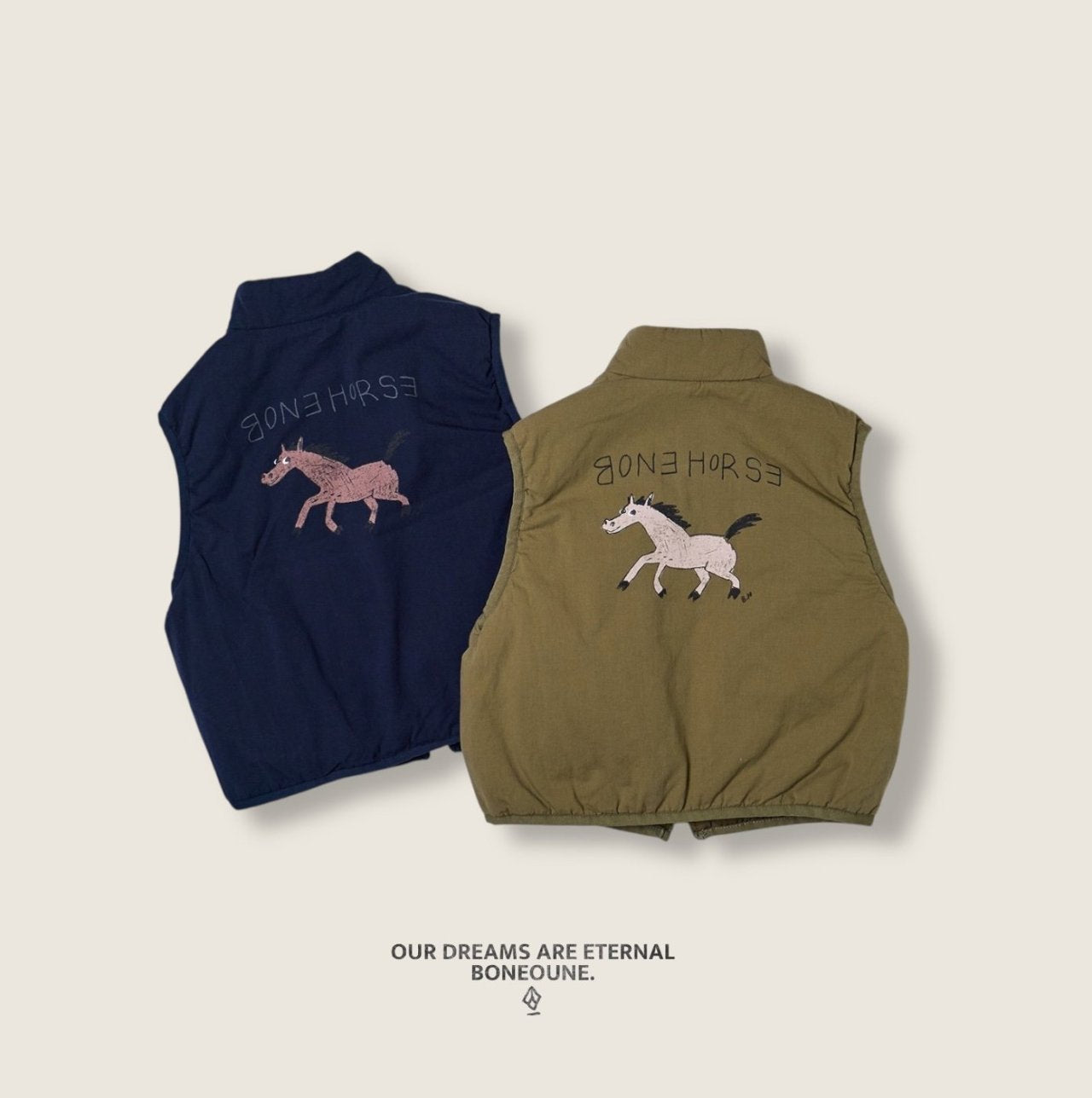 [BONEOUNE] Horse Rib Binding Vest_2colors