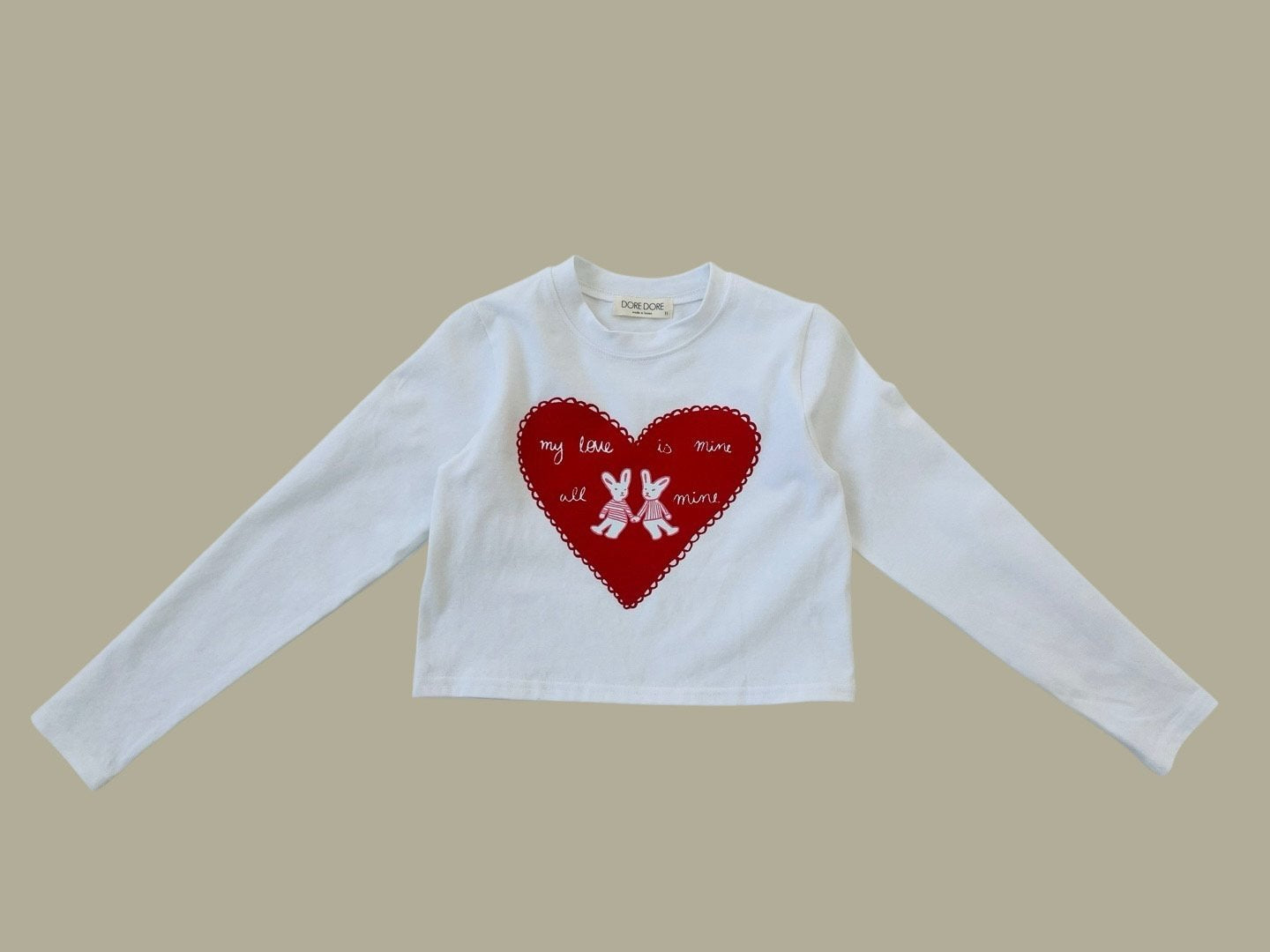 [DOREDORE] Heart Rabbit Crop T-shirt_2colors