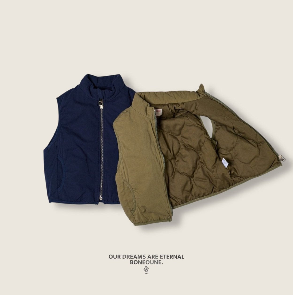 [BONEOUNE] Horse Rib Binding Vest_2colors