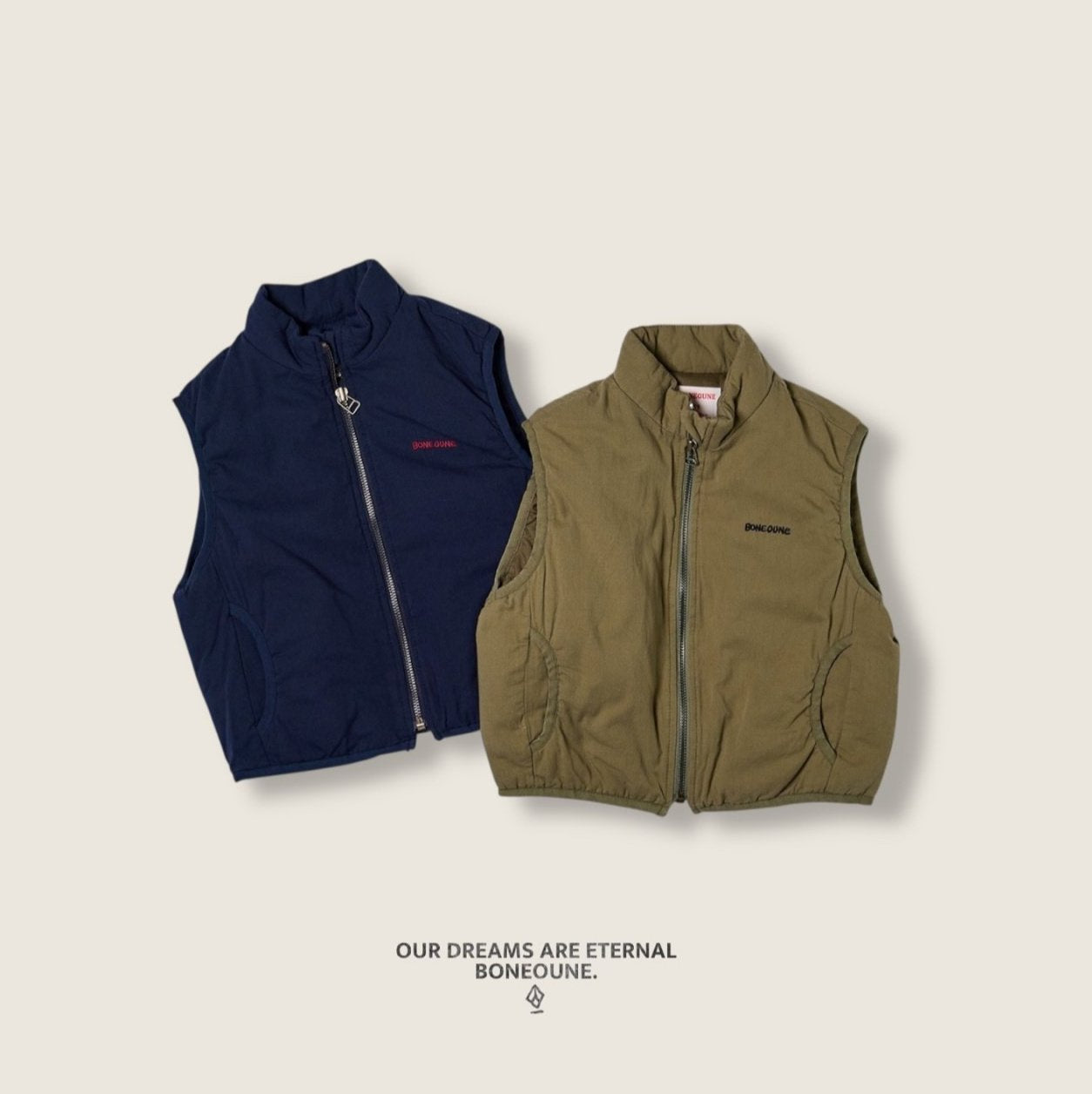 [BONEOUNE] Horse Rib Binding Vest_2colors