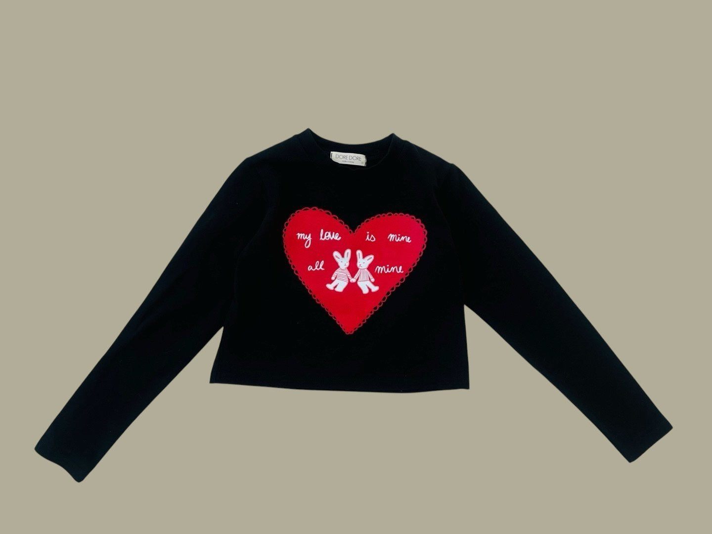 [DOREDORE] Heart Rabbit Crop T-shirt_2colors