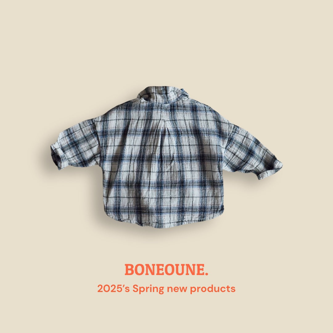 [BONEOUNE] Mark Check Shirt_Blue