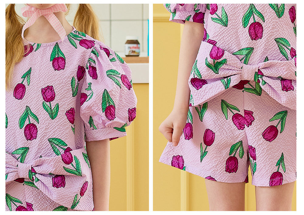 [ALITTLE] Seersucker tulip setup_Purple