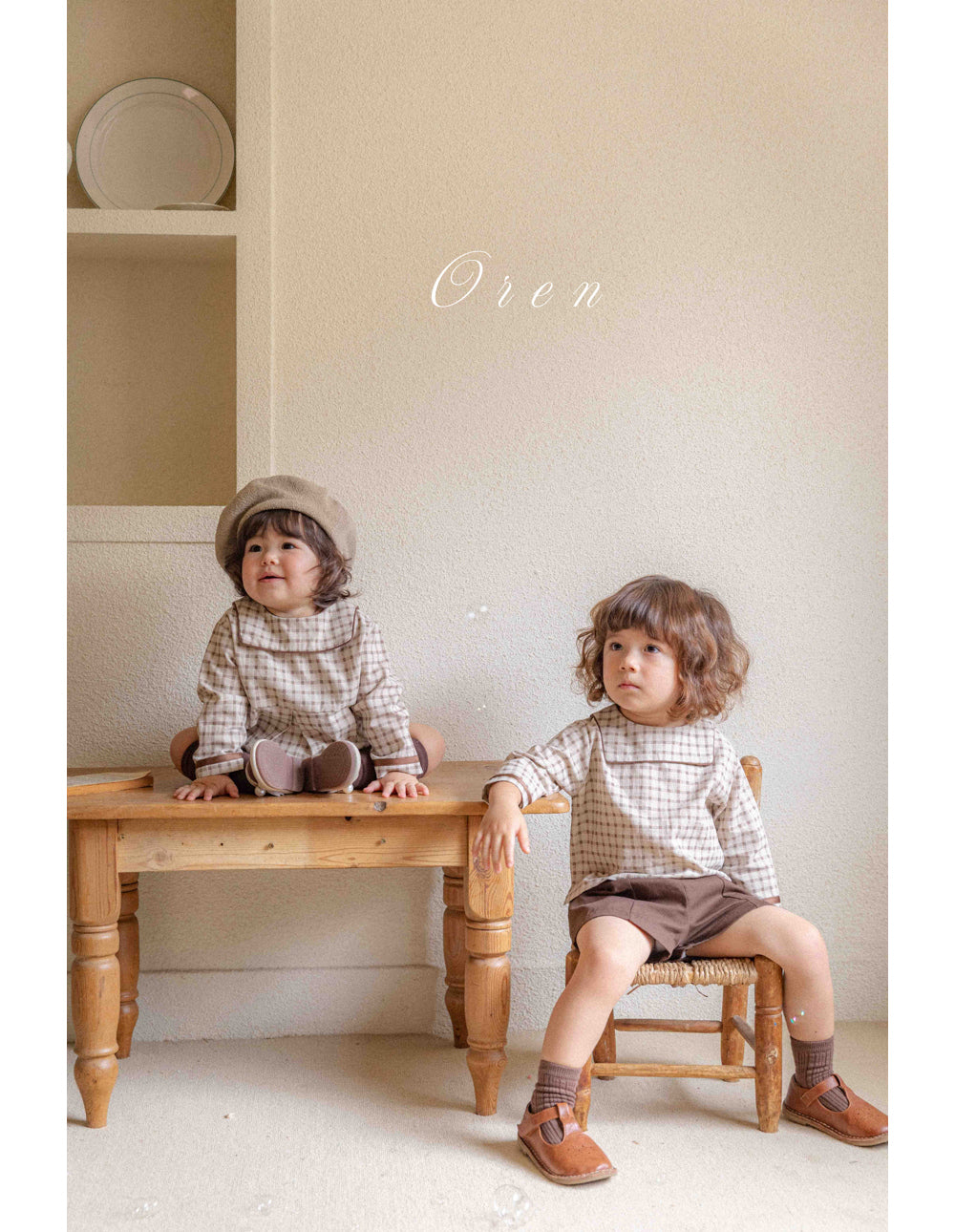 [OREN] (BEBE)Brunette Mini Check Set-Up_Brown