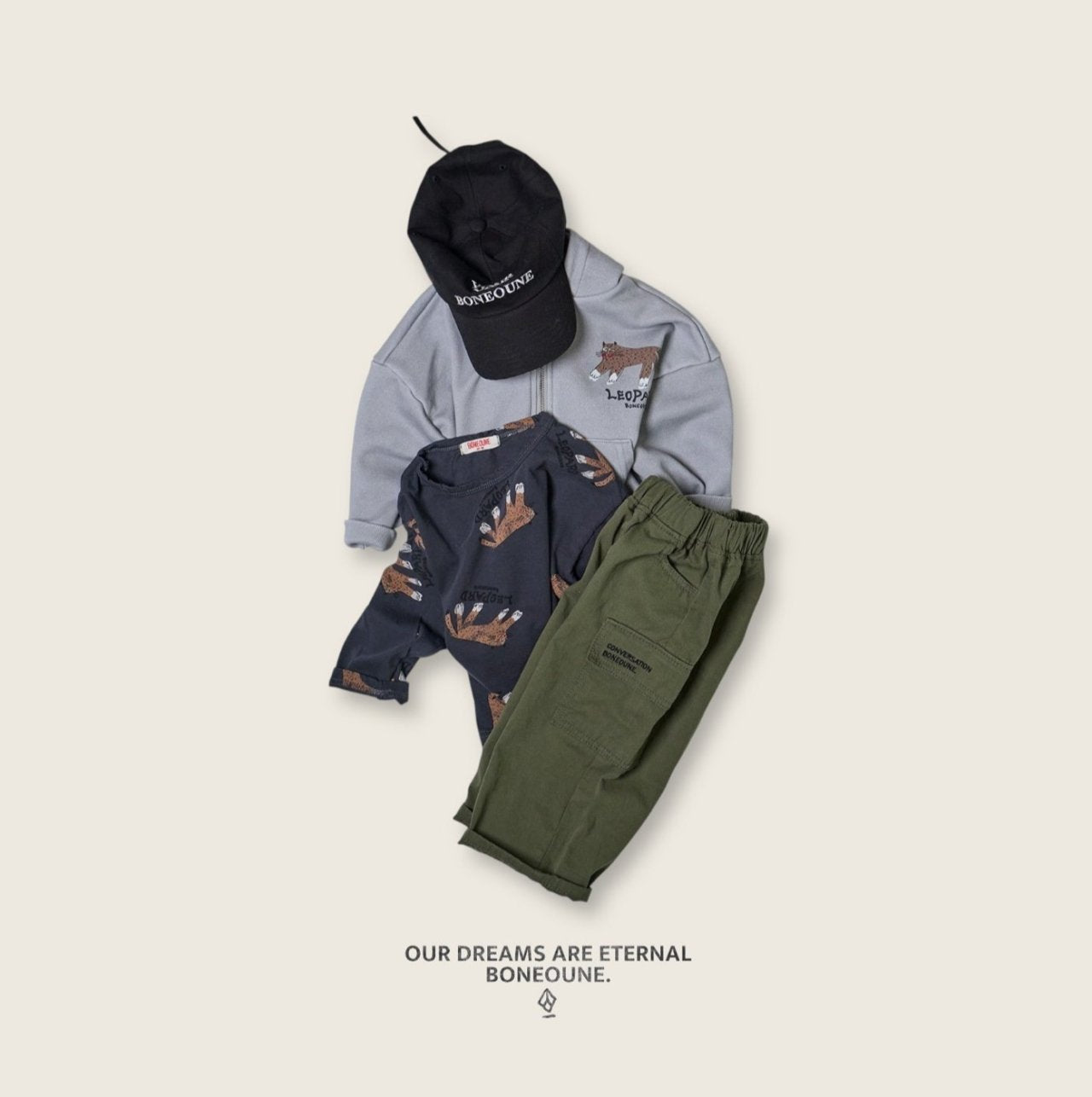 [BONEOUNE] Cotton Cargo Pants_2colors