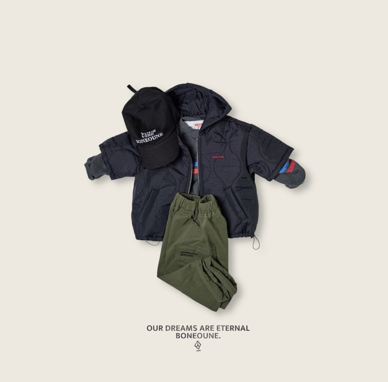 [BONEOUNE] Cotton Cargo Pants_2colors