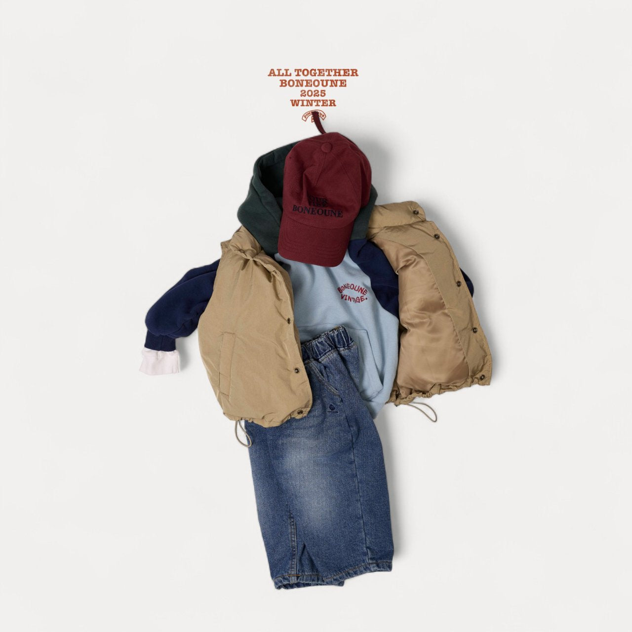 [BONEOUNE] Three-Tone Raglan Hoodie_2colors