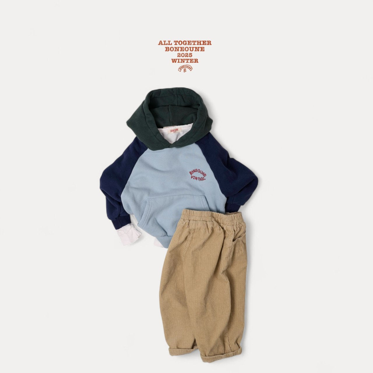 [BONEOUNE] Three-Tone Raglan Hoodie_2colors