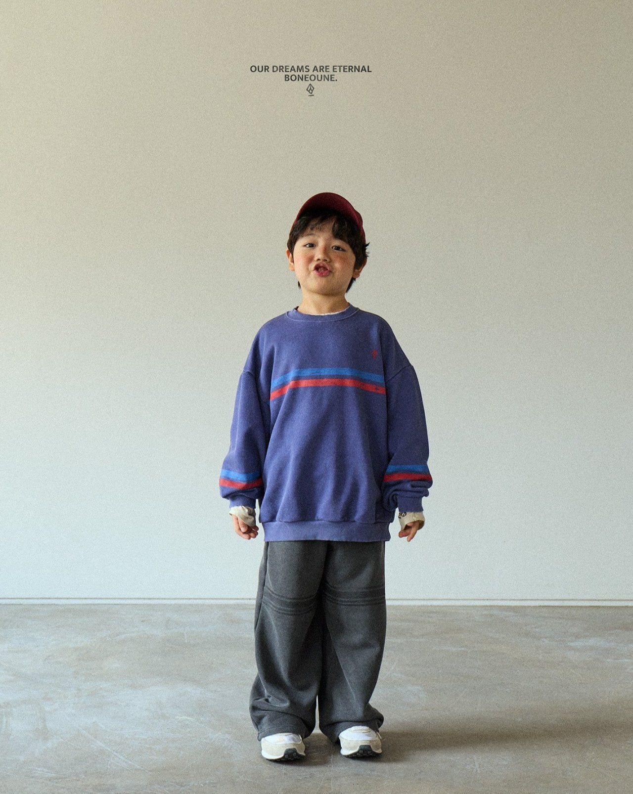 [BONEOUNE] Two-Line Pigment Sweatshirt_2colors
