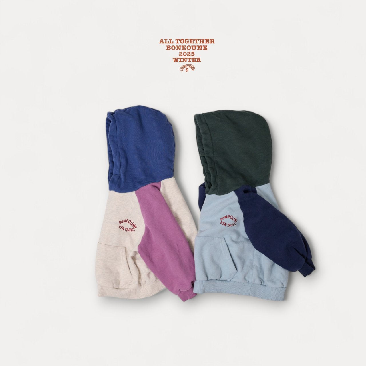 [BONEOUNE] Three-Tone Raglan Hoodie_2colors
