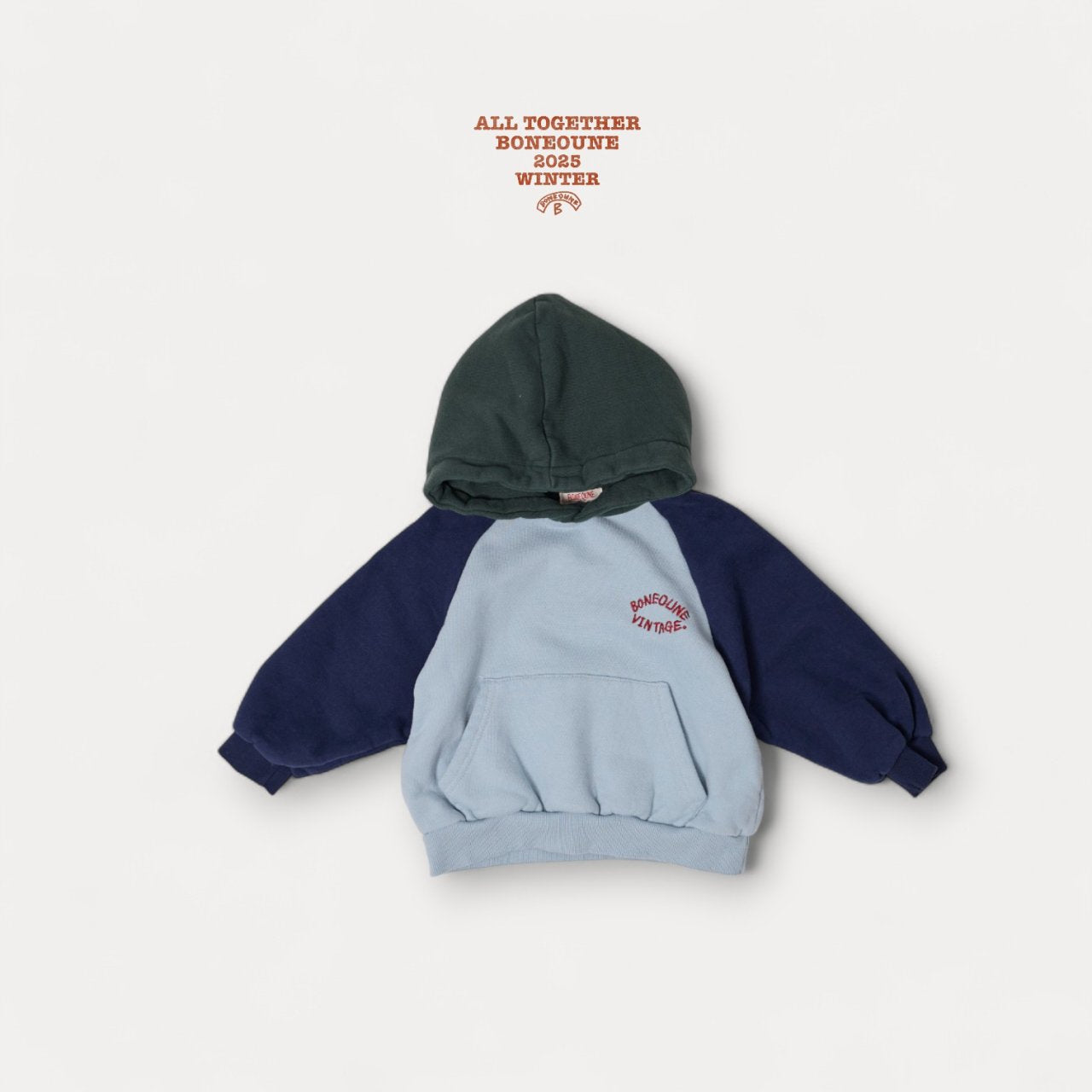 [BONEOUNE] Three-Tone Raglan Hoodie_2colors
