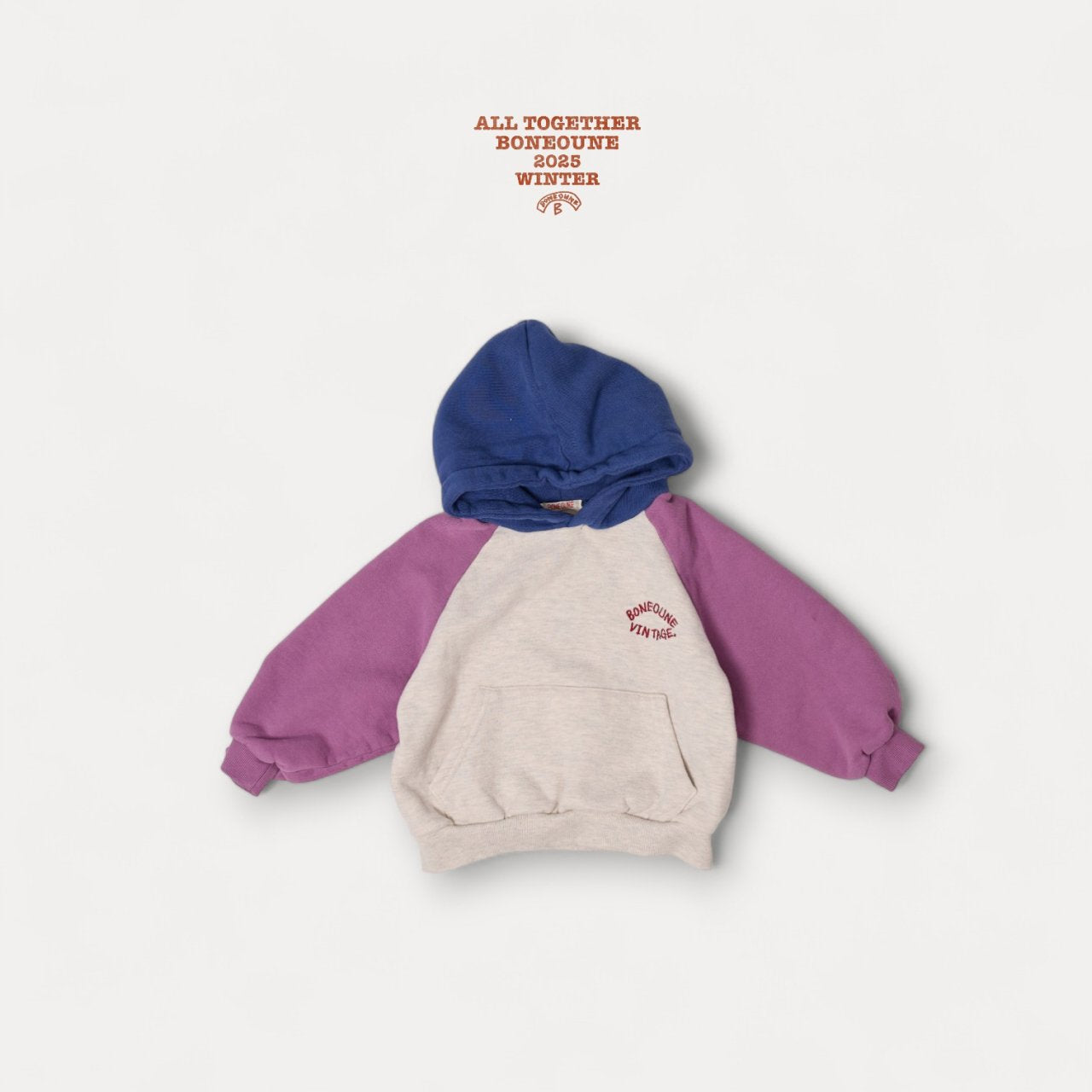 [BONEOUNE] Three-Tone Raglan Hoodie_2colors