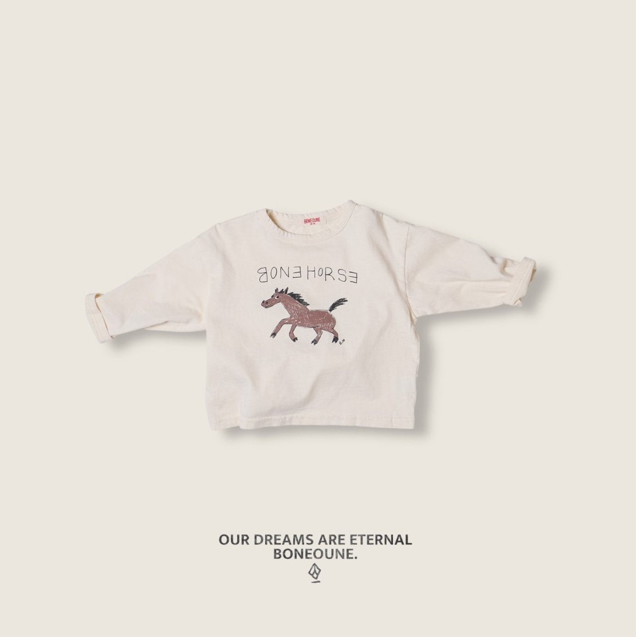 [BONEOUNE] Run Run Horse Single T-shirt_2colors