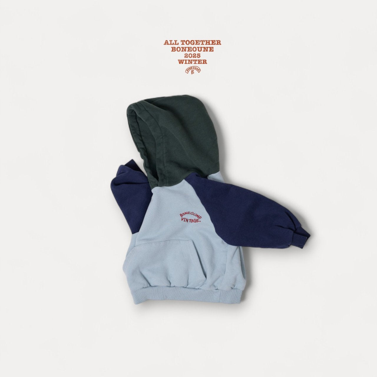 [BONEOUNE] Three-Tone Raglan Hoodie_2colors