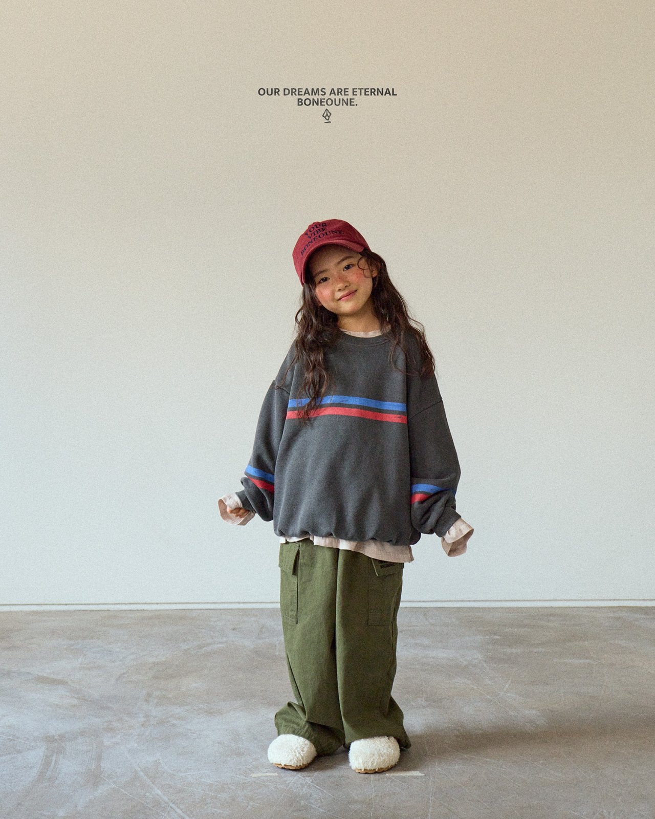 [BONEOUNE] Two-Line Pigment Sweatshirt_2colors