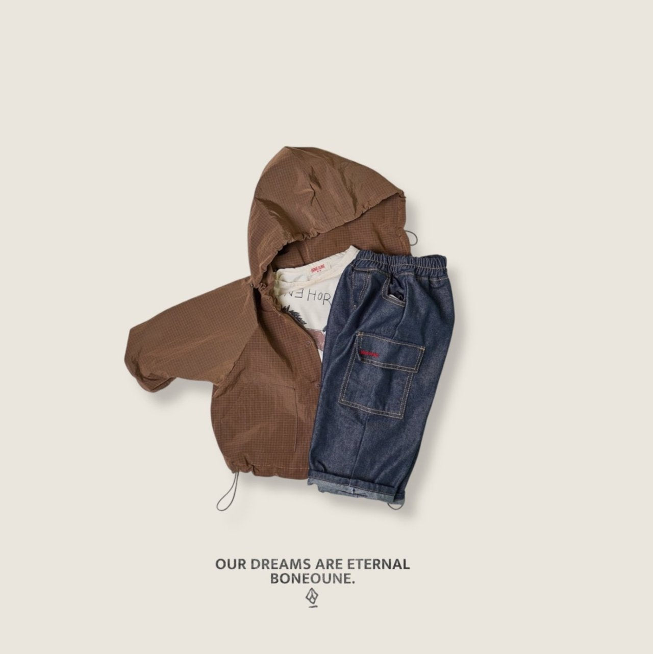 [BONEOUNE] Run Run Horse Single T-shirt_2colors