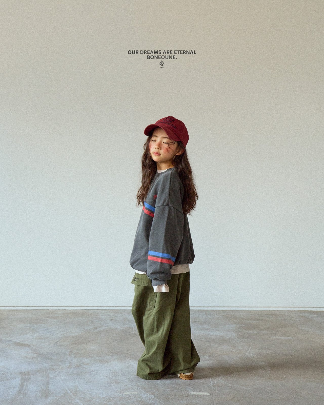 [BONEOUNE] Two-Line Pigment Sweatshirt_2colors
