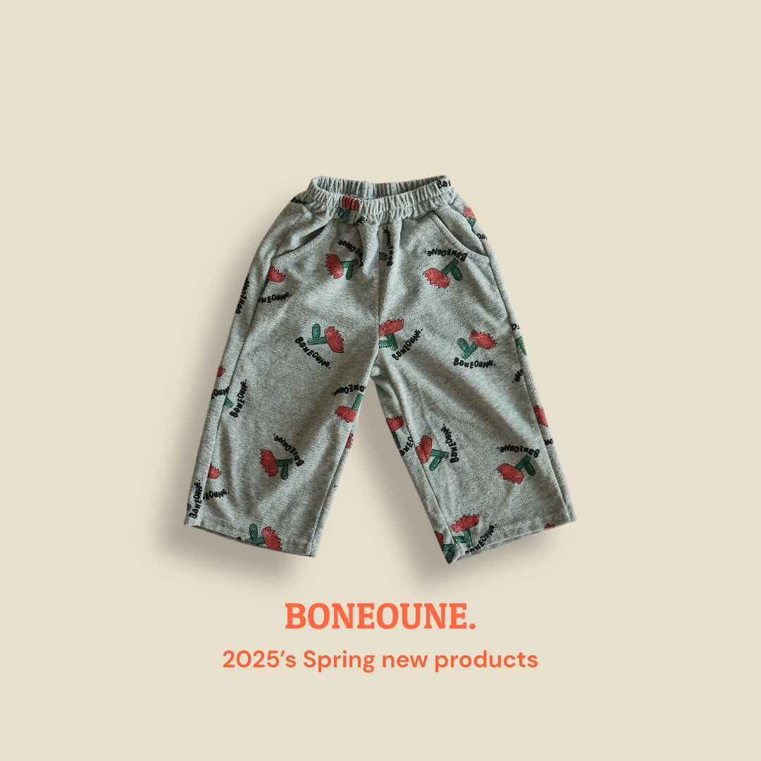 [BONEOUNE] Terry Flower Semi Wide Pants_2colors