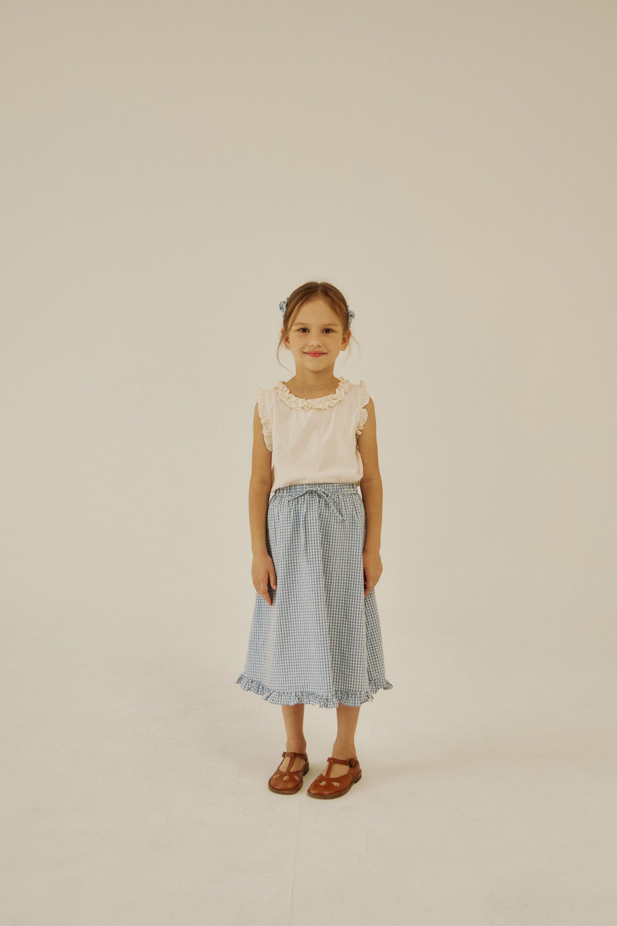 [Soye] Shoe frill long skirt_Blue