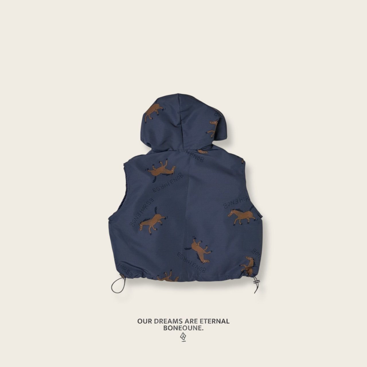 [BONEOUNE] Autumn Horse Hooded Vest_Charcoal