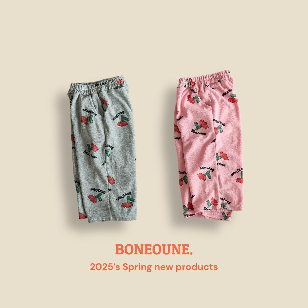 [BONEOUNE] Terry Flower Semi Wide Pants_2colors