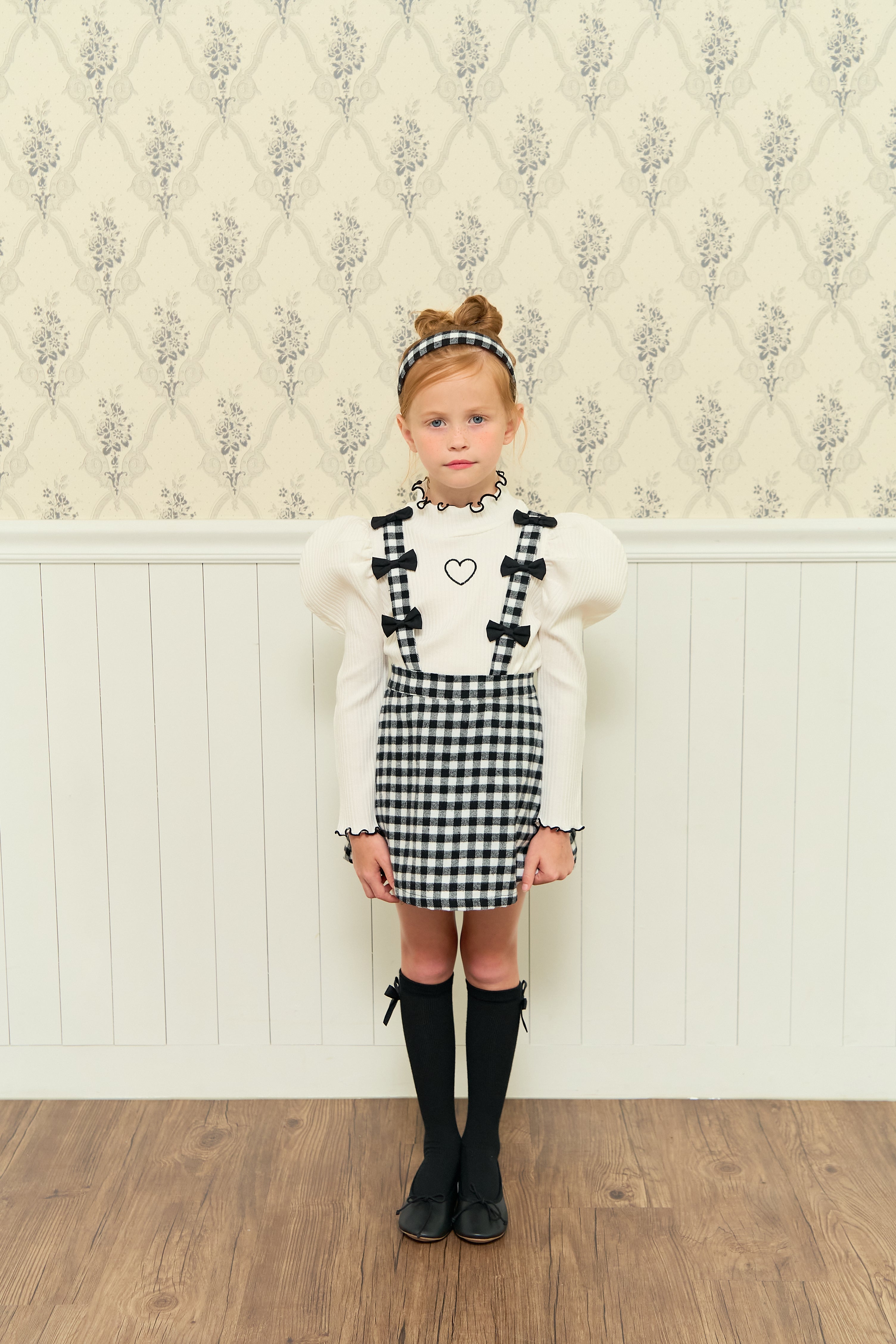 [ALITTLE] heart puff pola T_White