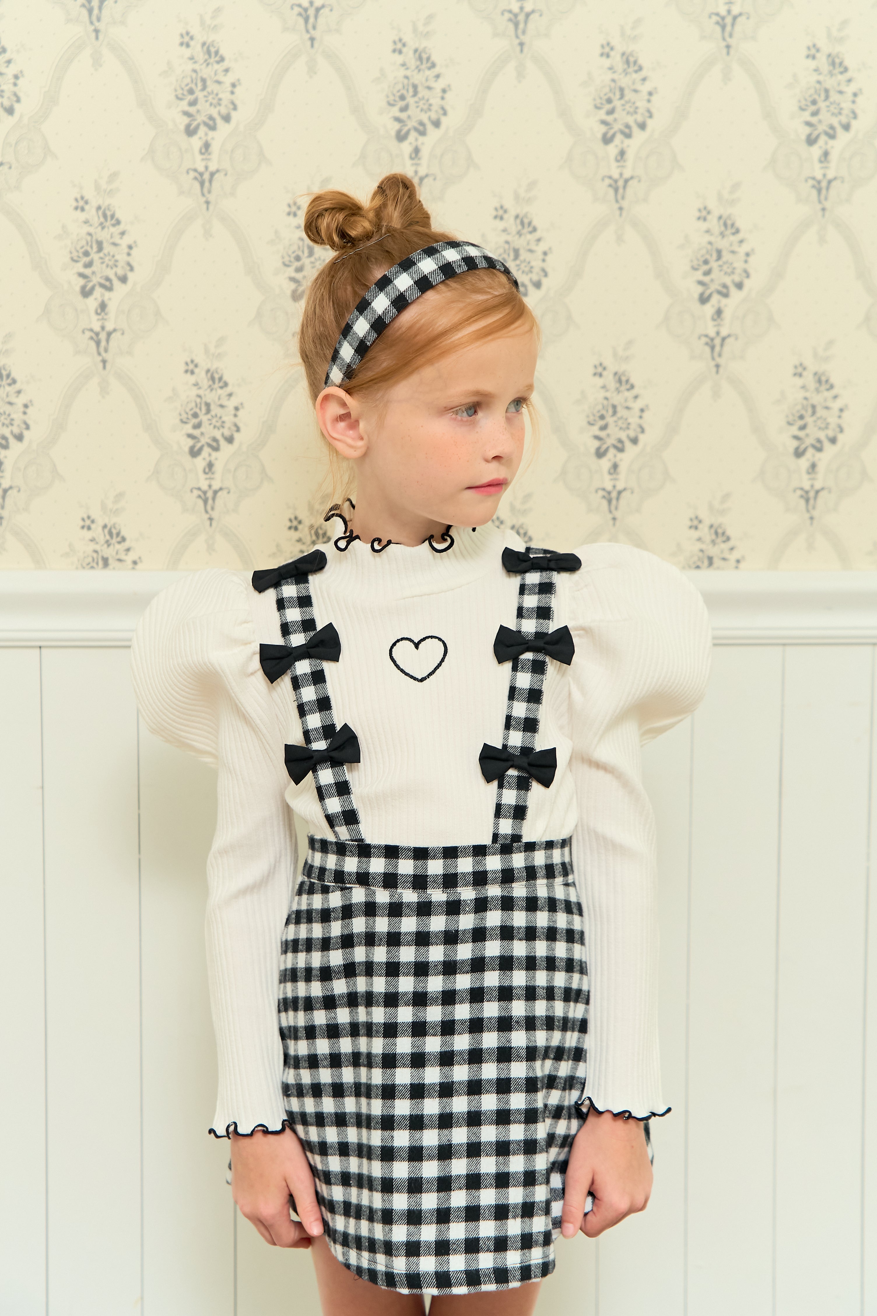 [ALITTLE] heart puff pola T_White