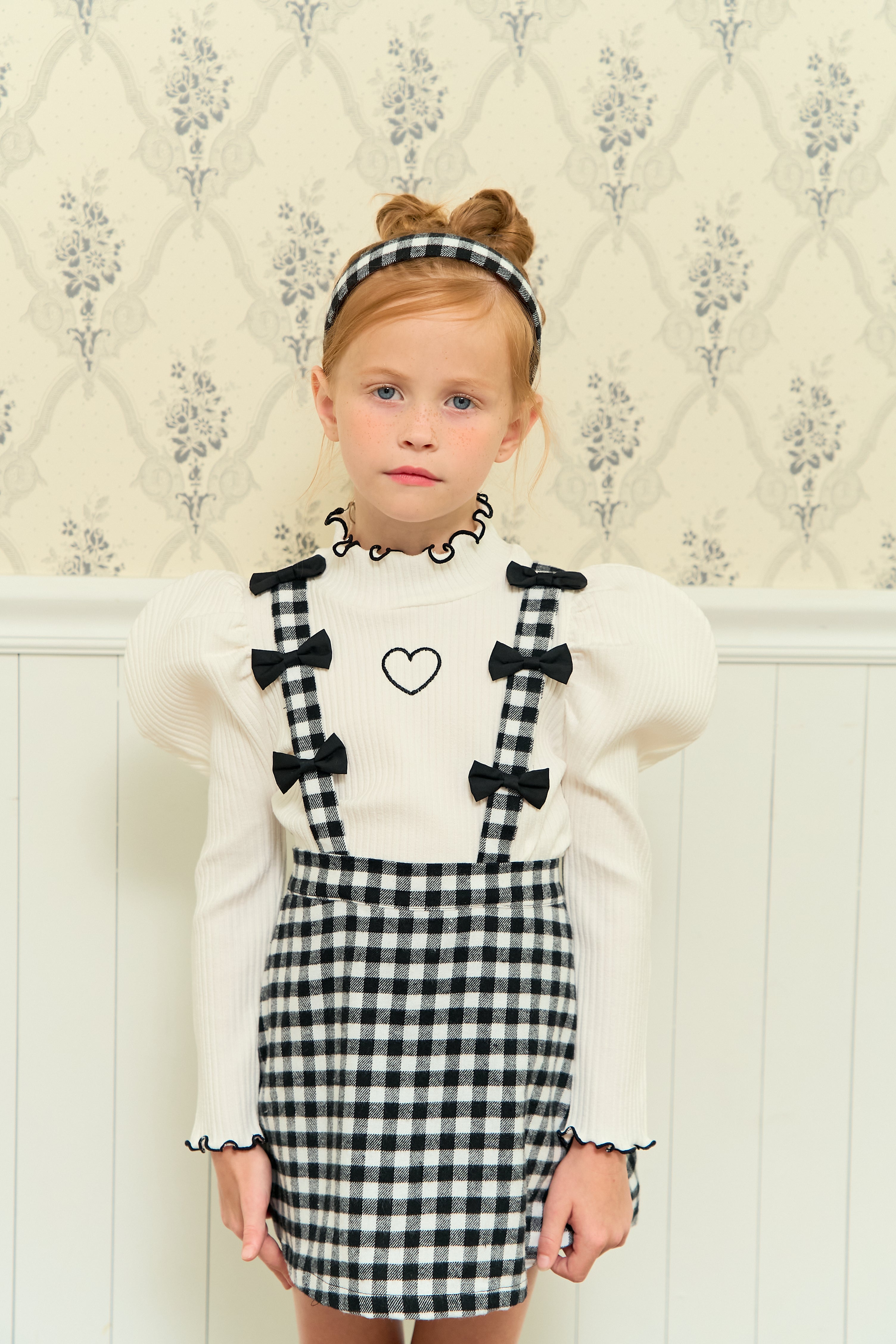 [ALITTLE] heart puff pola T_White