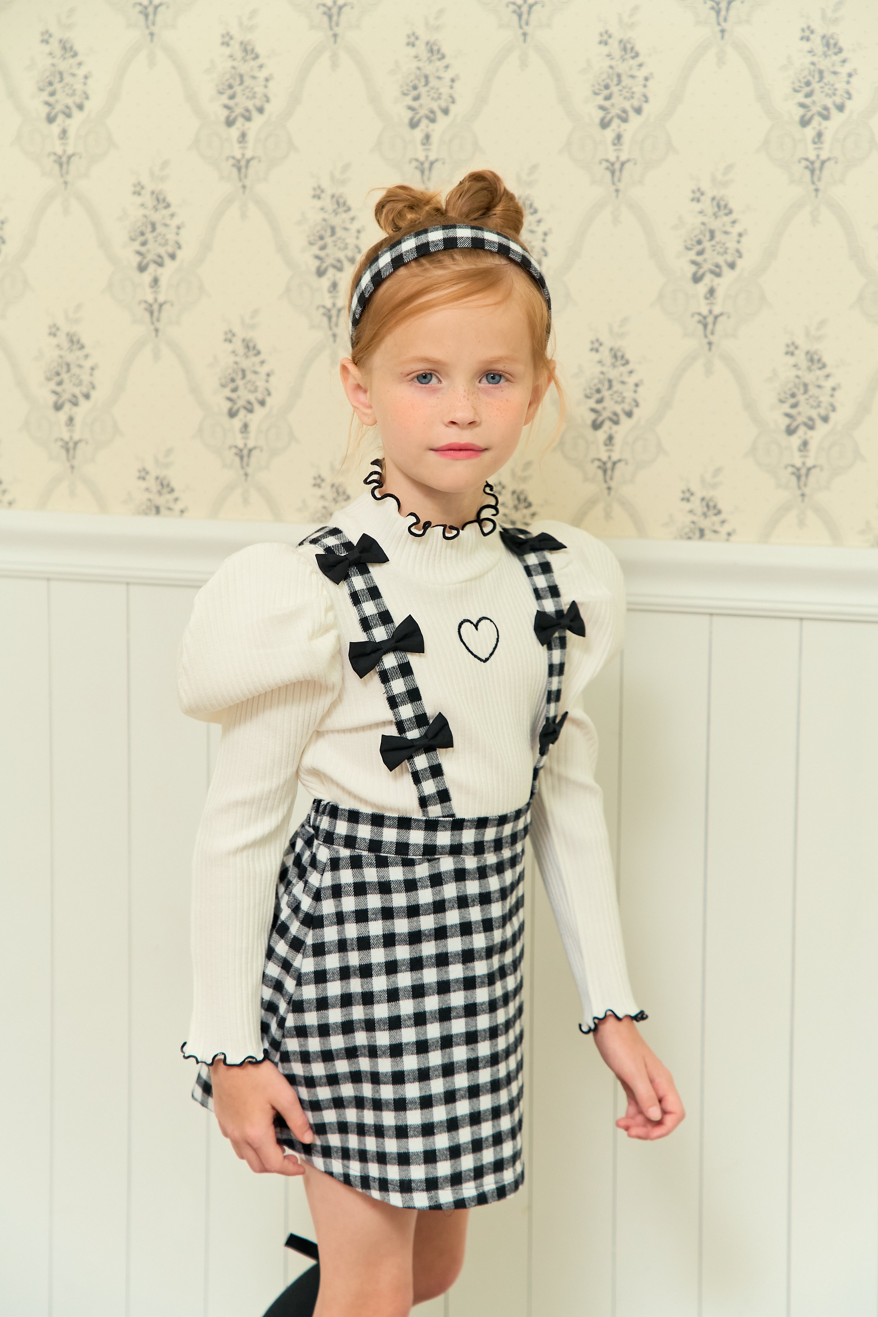 [ALITTLE] heart puff pola T_White