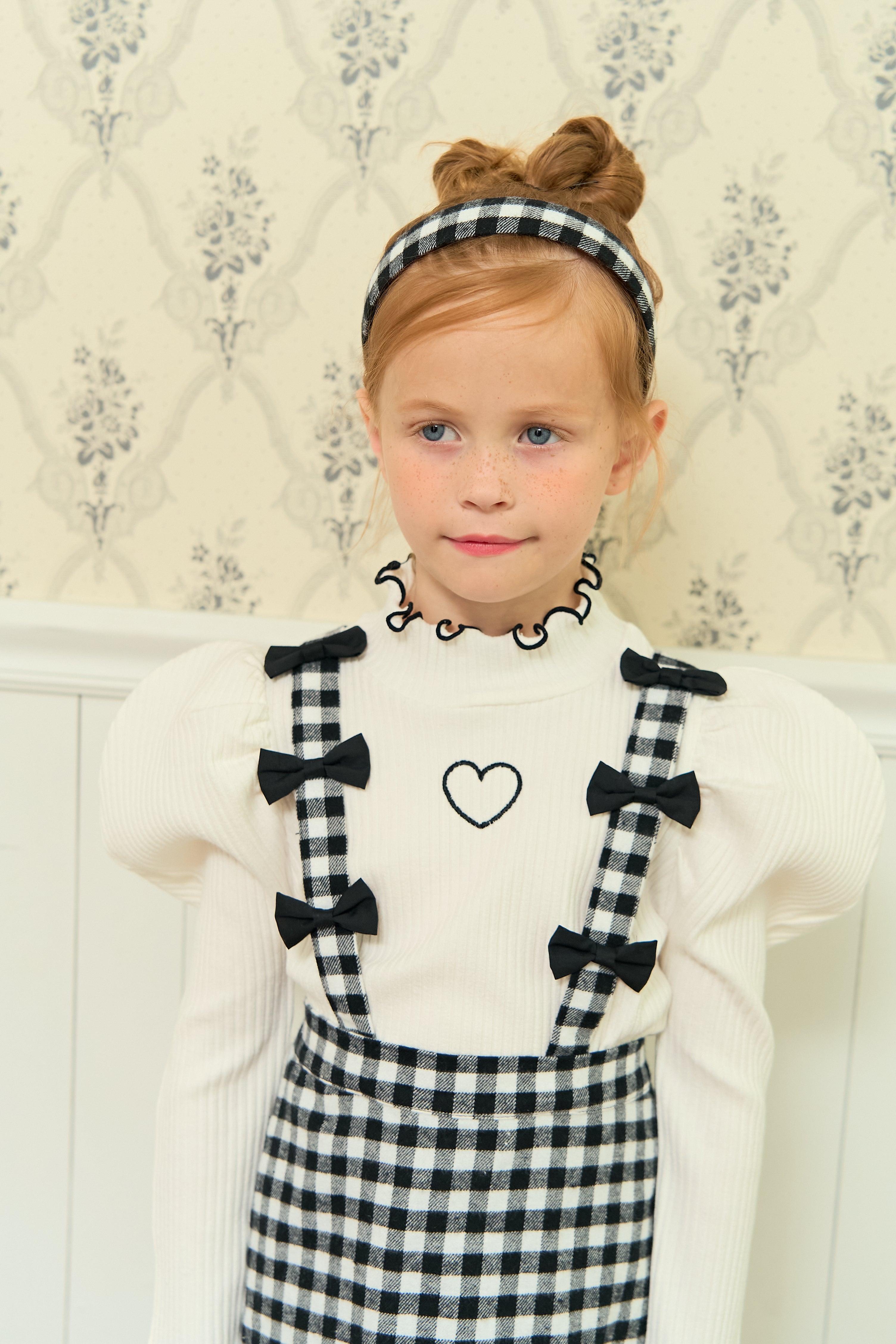 [ALITTLE] heart puff pola T_White