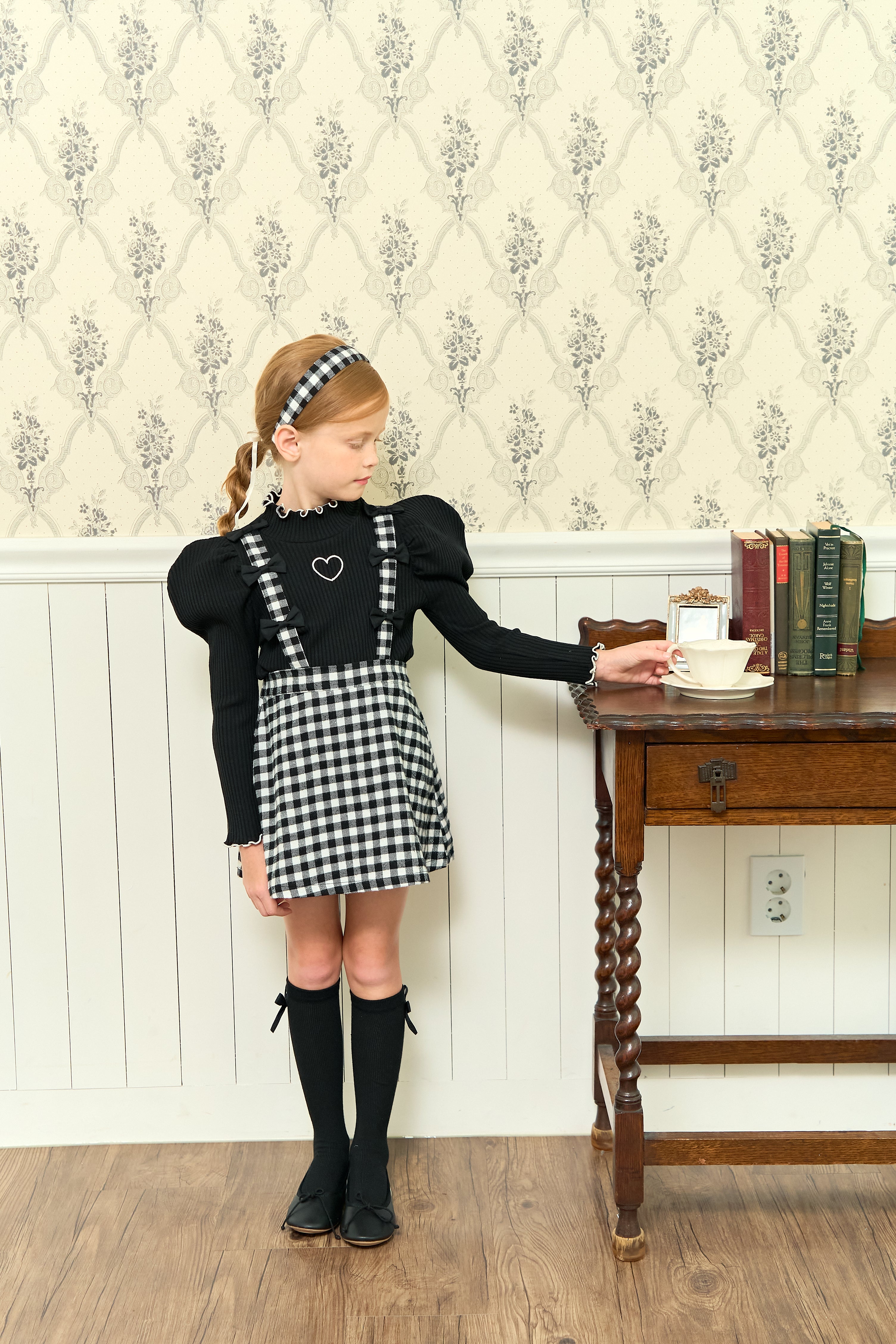 [ALITTLE] Ribbon skirt pants_Black