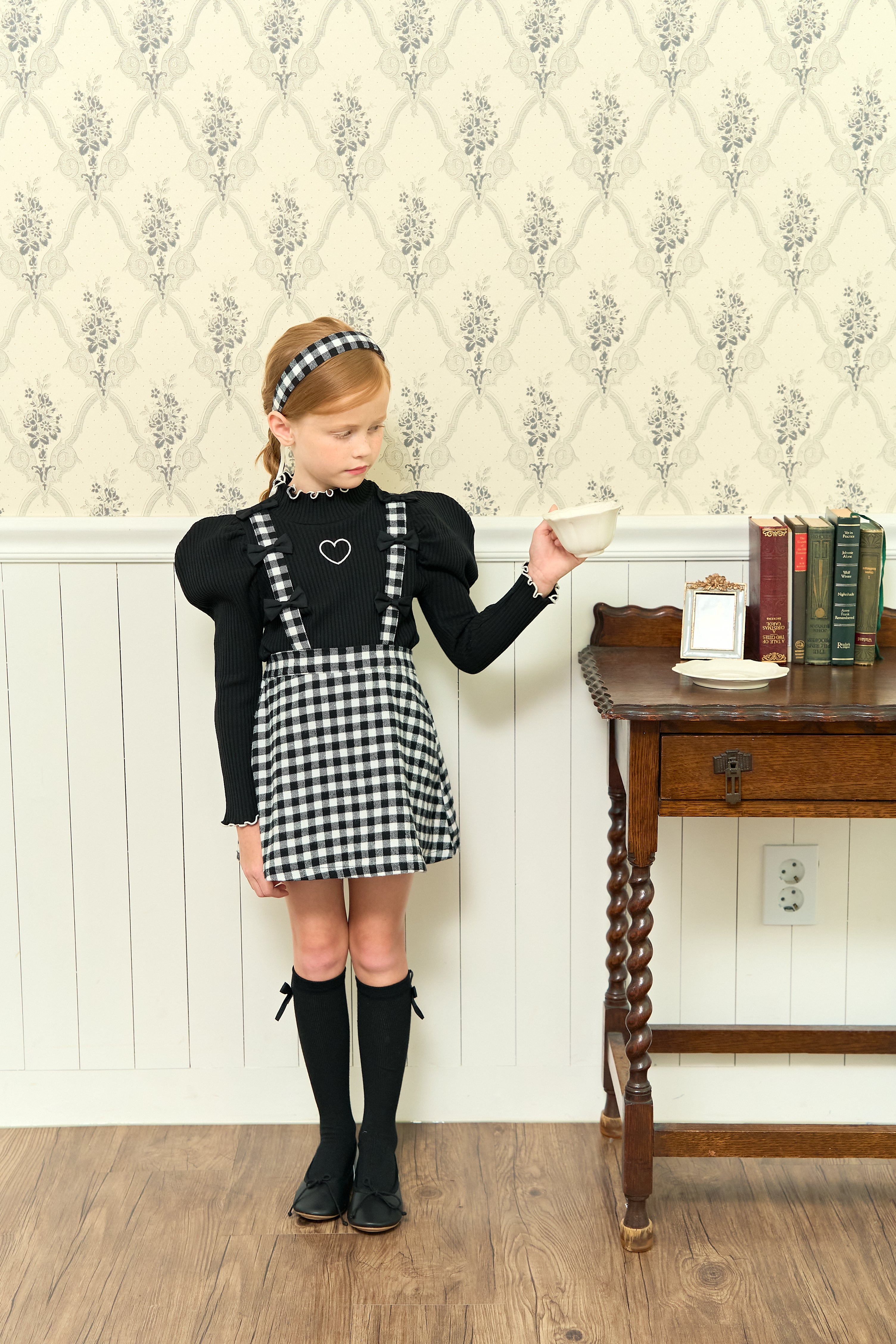 [ALITTLE] Ribbon skirt pants_Black