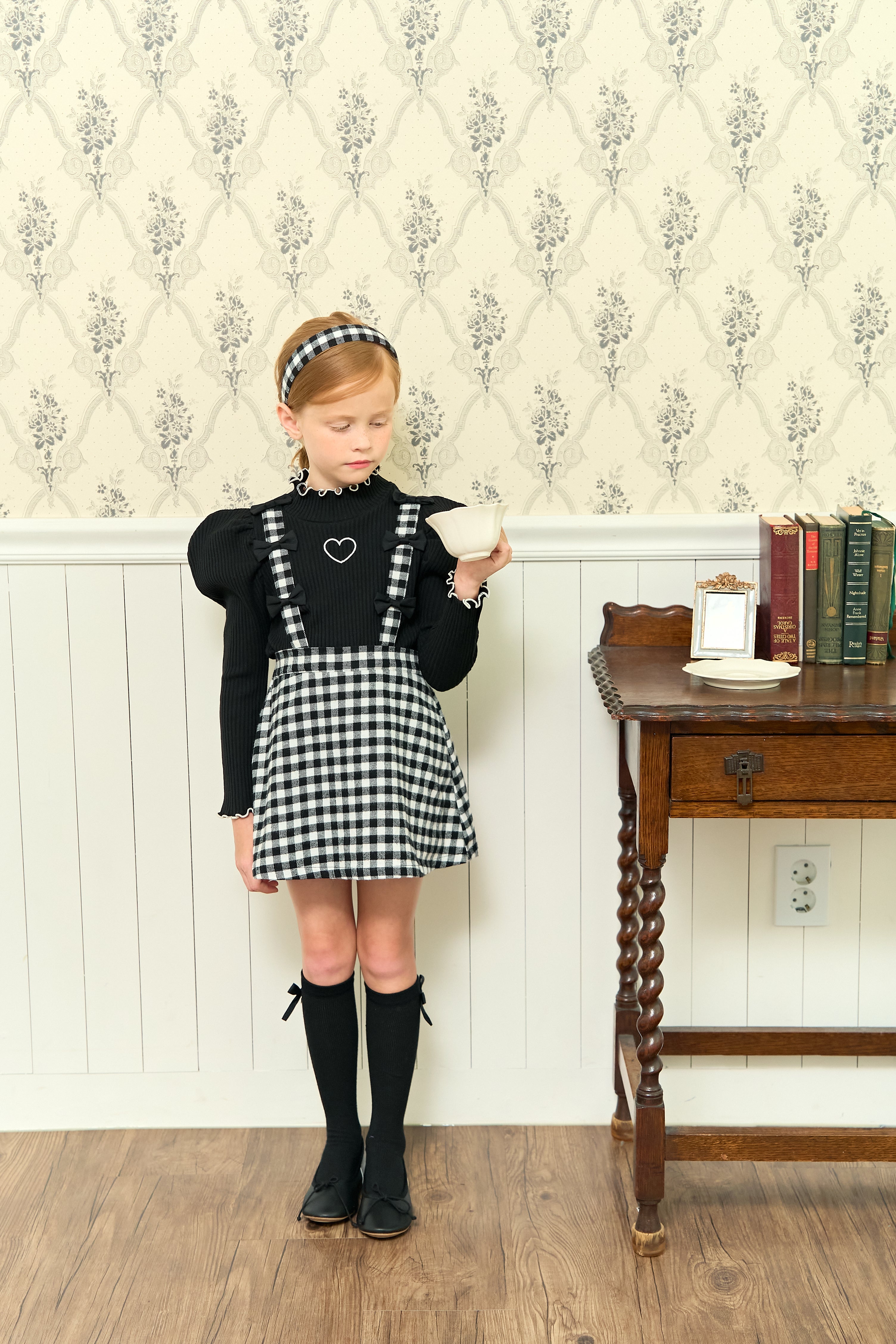 [ALITTLE] Ribbon skirt pants_Black