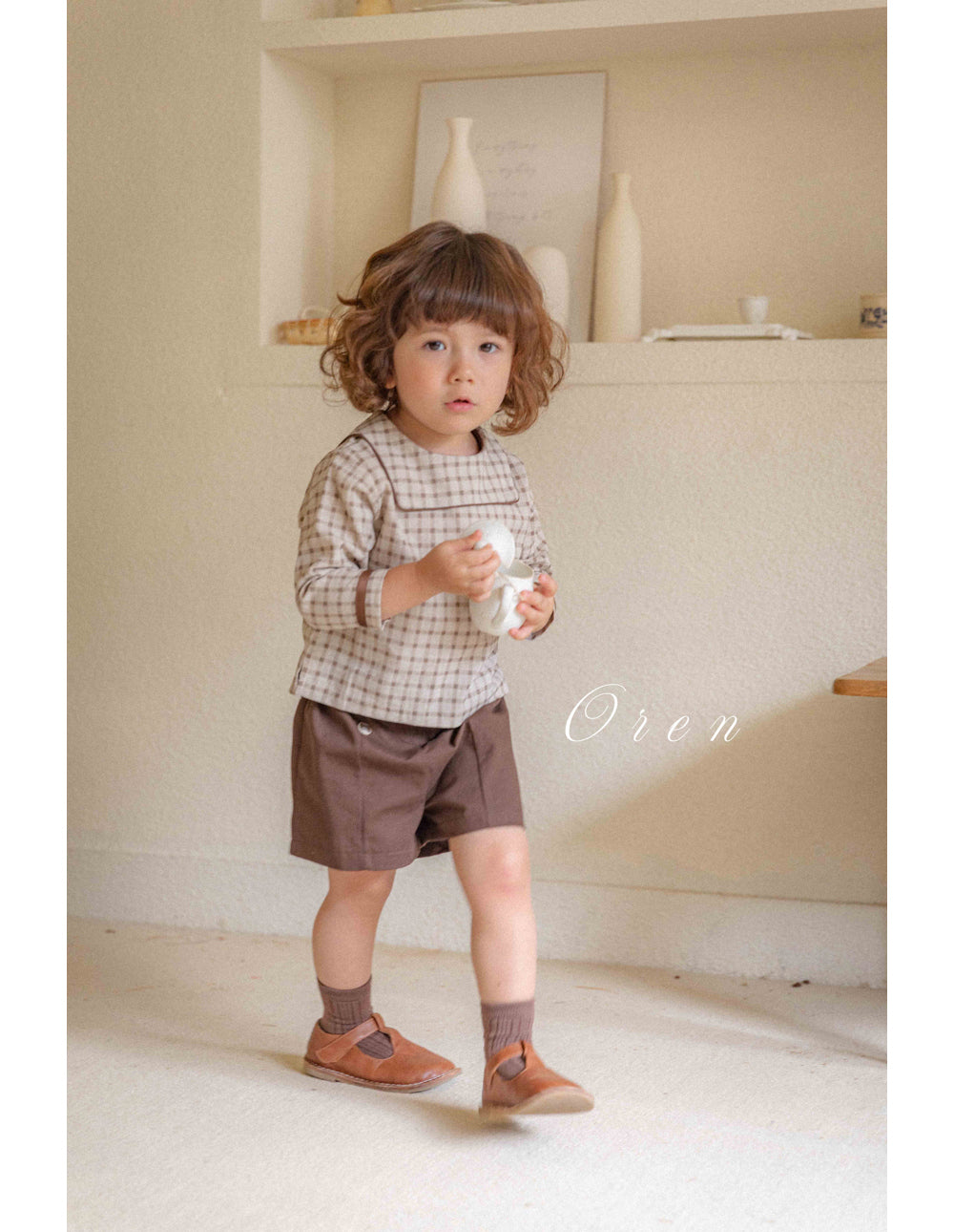 [OREN] (BEBE)Brunette Mini Check Set-Up_Brown