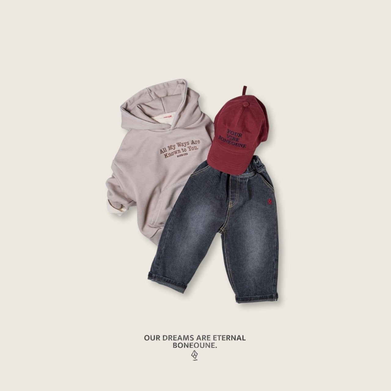 [BONEOUNE] All My Hooded Sweatshirt_2colors