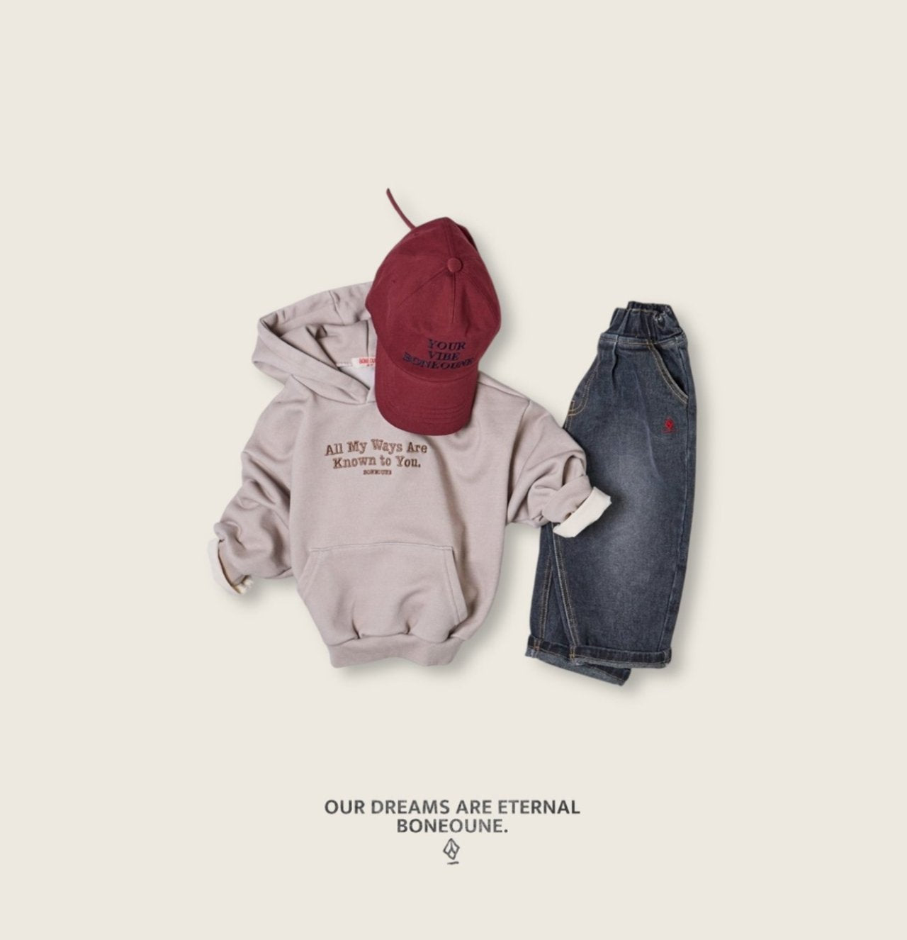 [BONEOUNE] All My Hooded Sweatshirt_2colors
