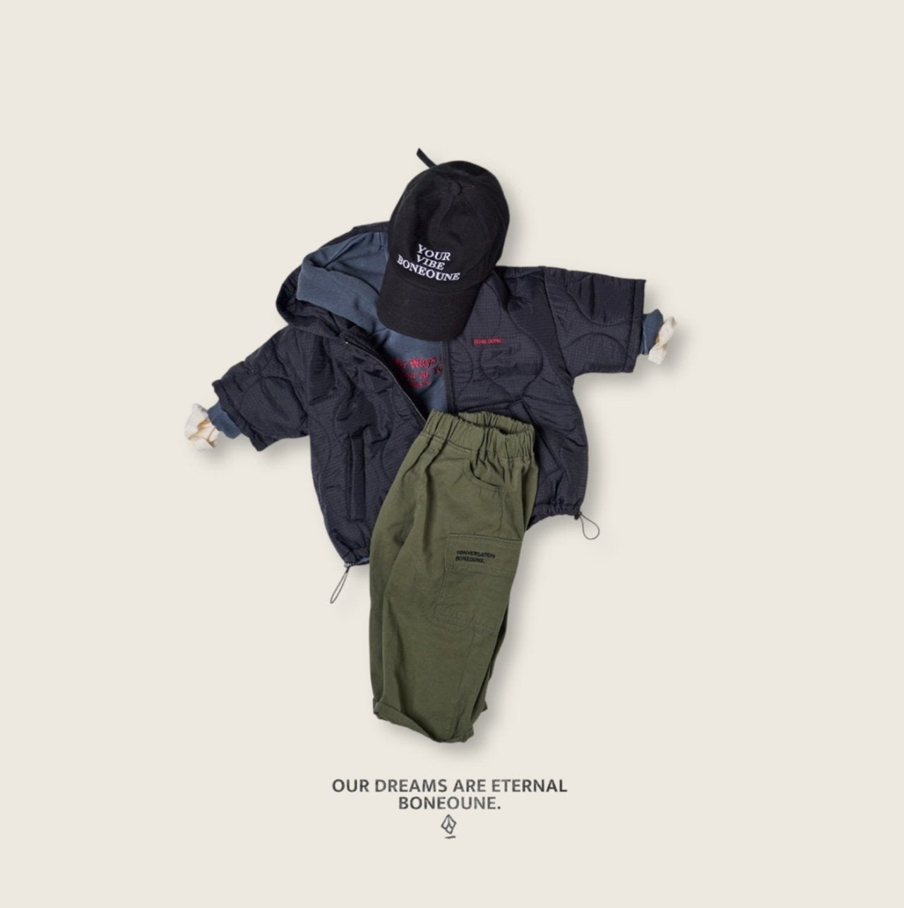 [BONEOUNE] All My Hooded Sweatshirt_2colors