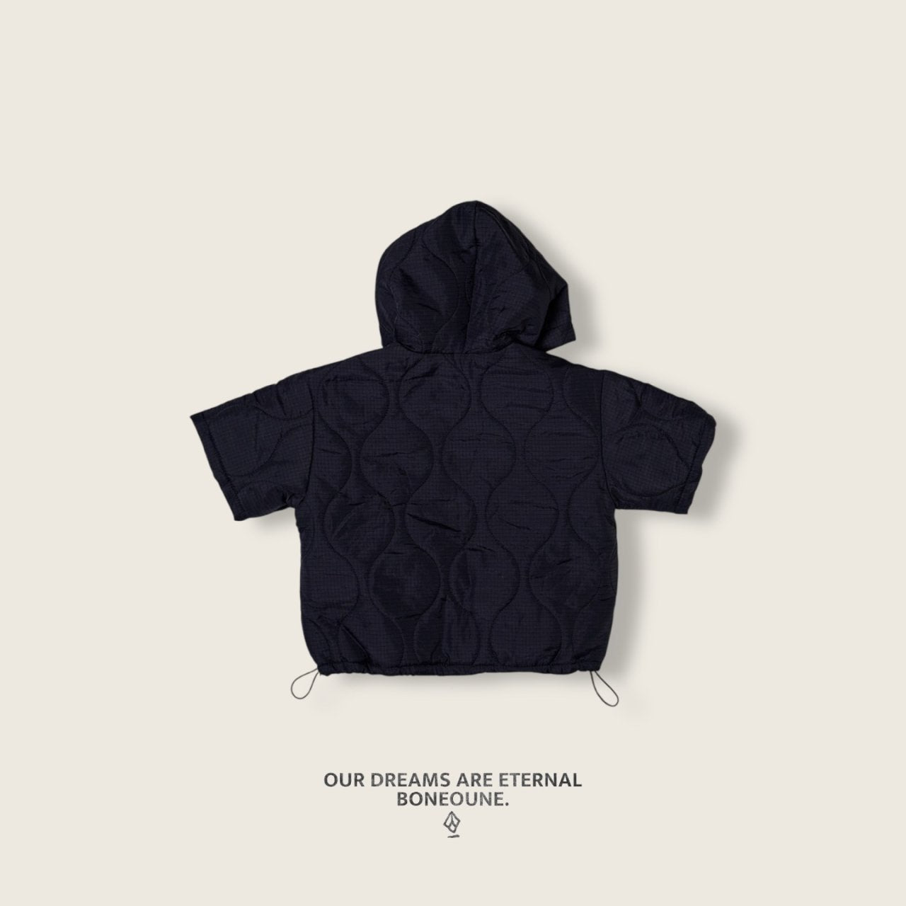 [BONEOUNE] Half Hoodie Padded Zip-Up_2colors