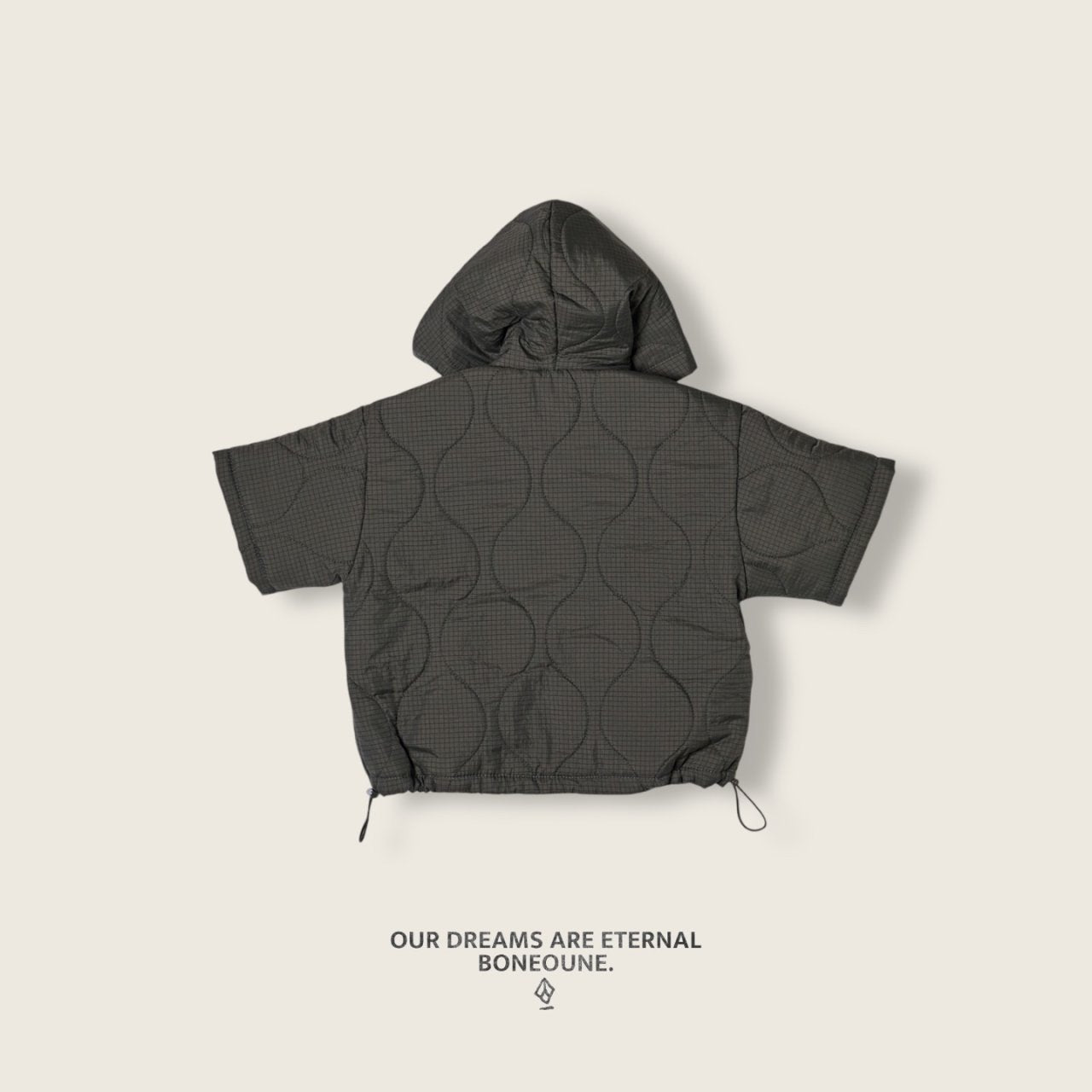 [BONEOUNE] Half Hoodie Padded Zip-Up_2colors