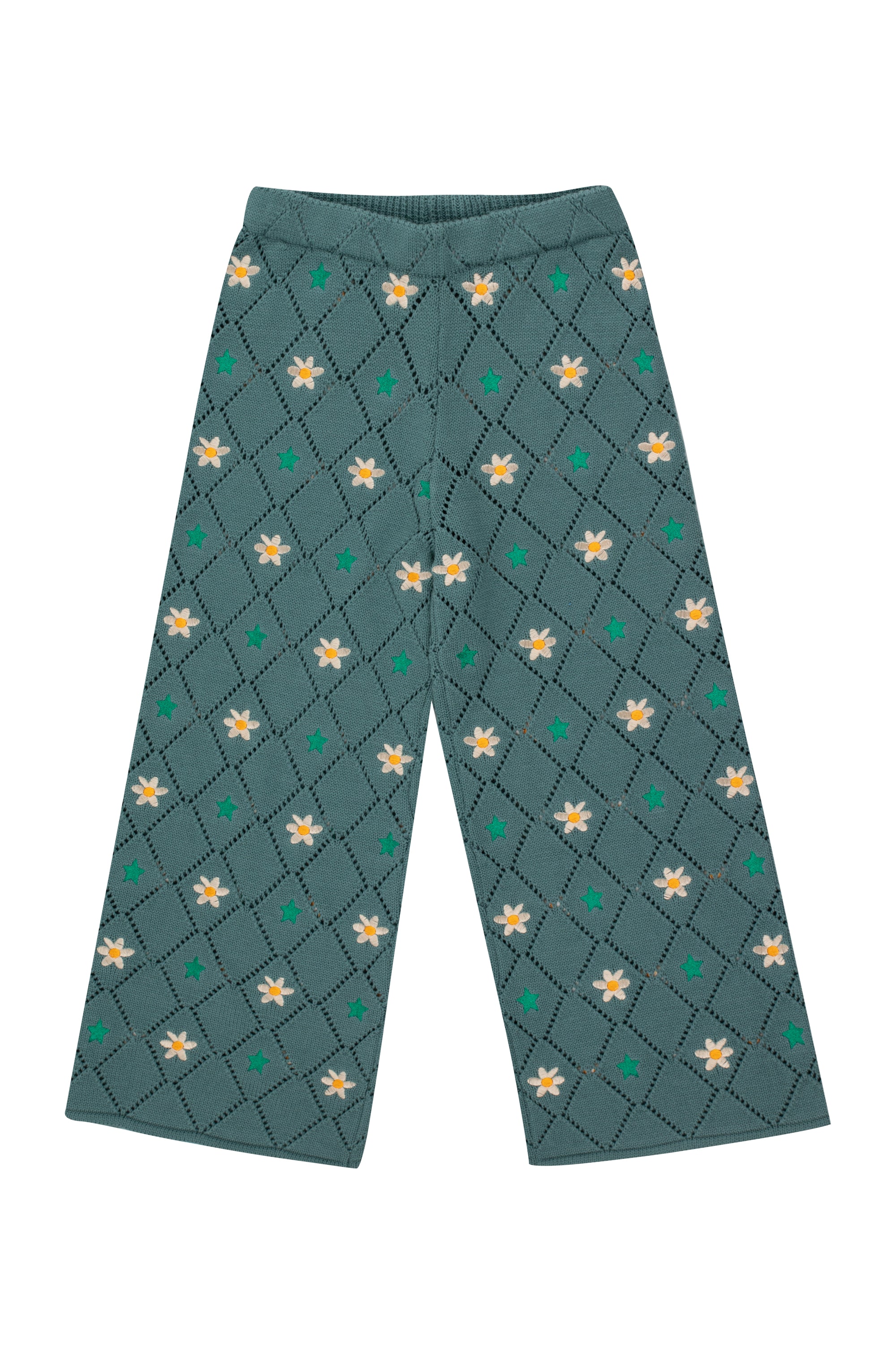 [TINY COTTONS] Stars and Flowers Pant_dark plastachio