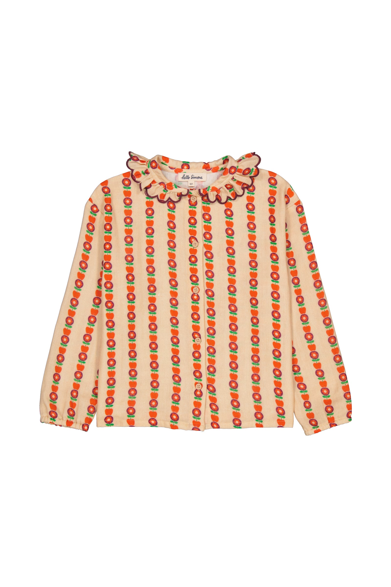 [Hello Simone] Alex blouse Pomline Bleached Apricot_ All over printed blouse in cotton gauze